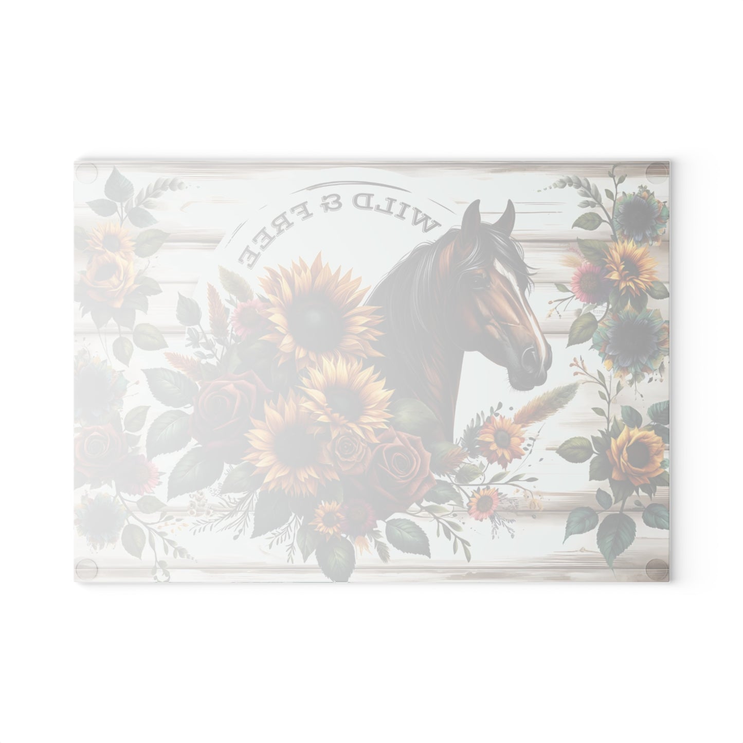 🌻🐎 Wild & Free Horse Cutting Board – Rustic Farmhouse Charm with Sunflowers & Roses 🌹🌾