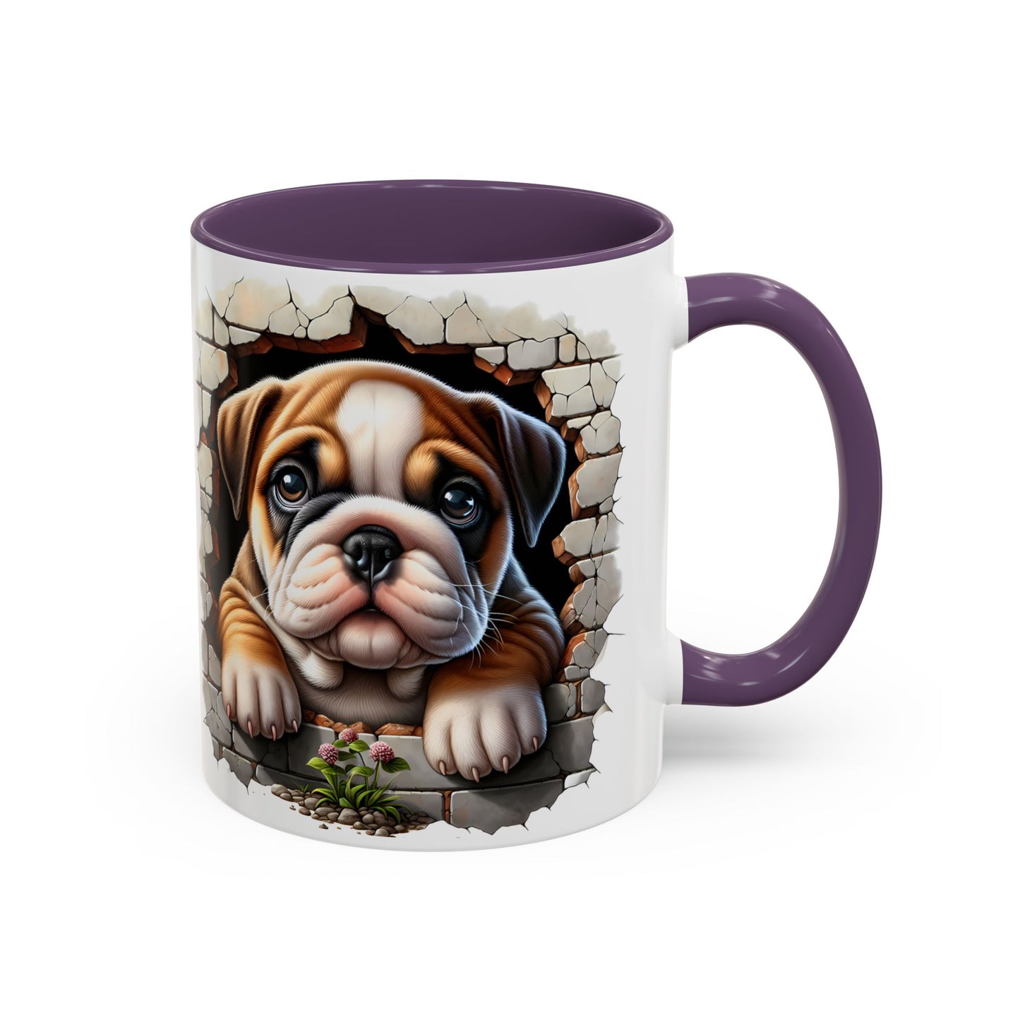 🎀🐶 English Bulldog Puppy Accent Mug – Cute Peek-Through Dog Design for Animal Lovers ☕💖