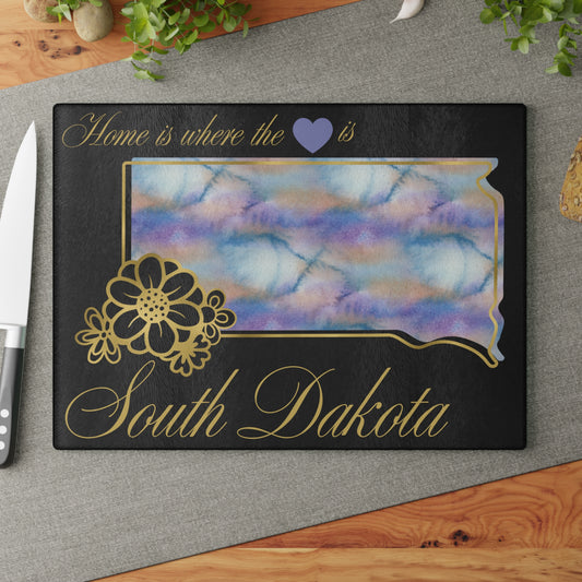 🌾 South Dakota Floral State Cutting Board – Prairie Pastels with Golden Accents 🌼
