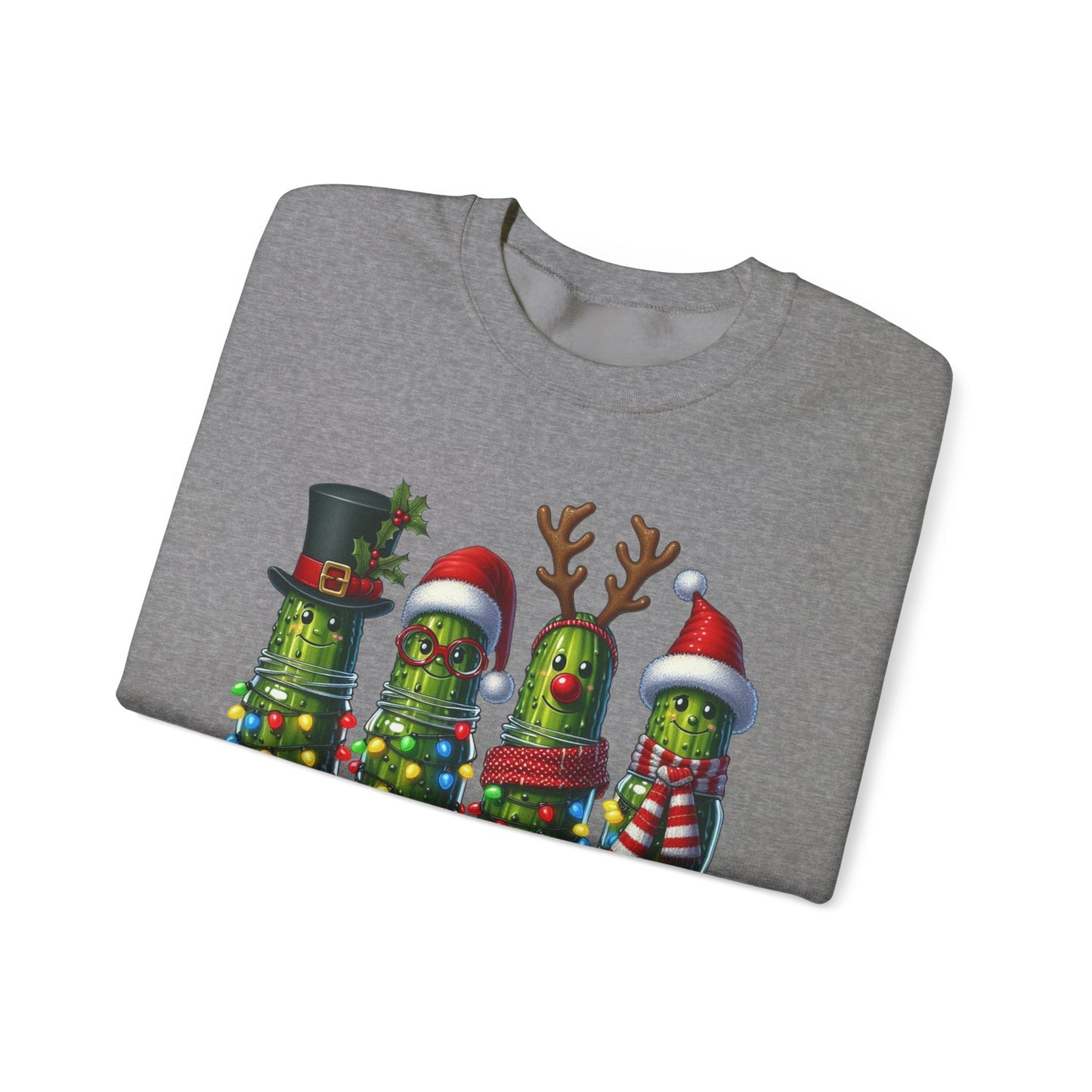 🥒✨ Merry Picklemas Crewneck – Festive Pickle Jars with Holiday Lights