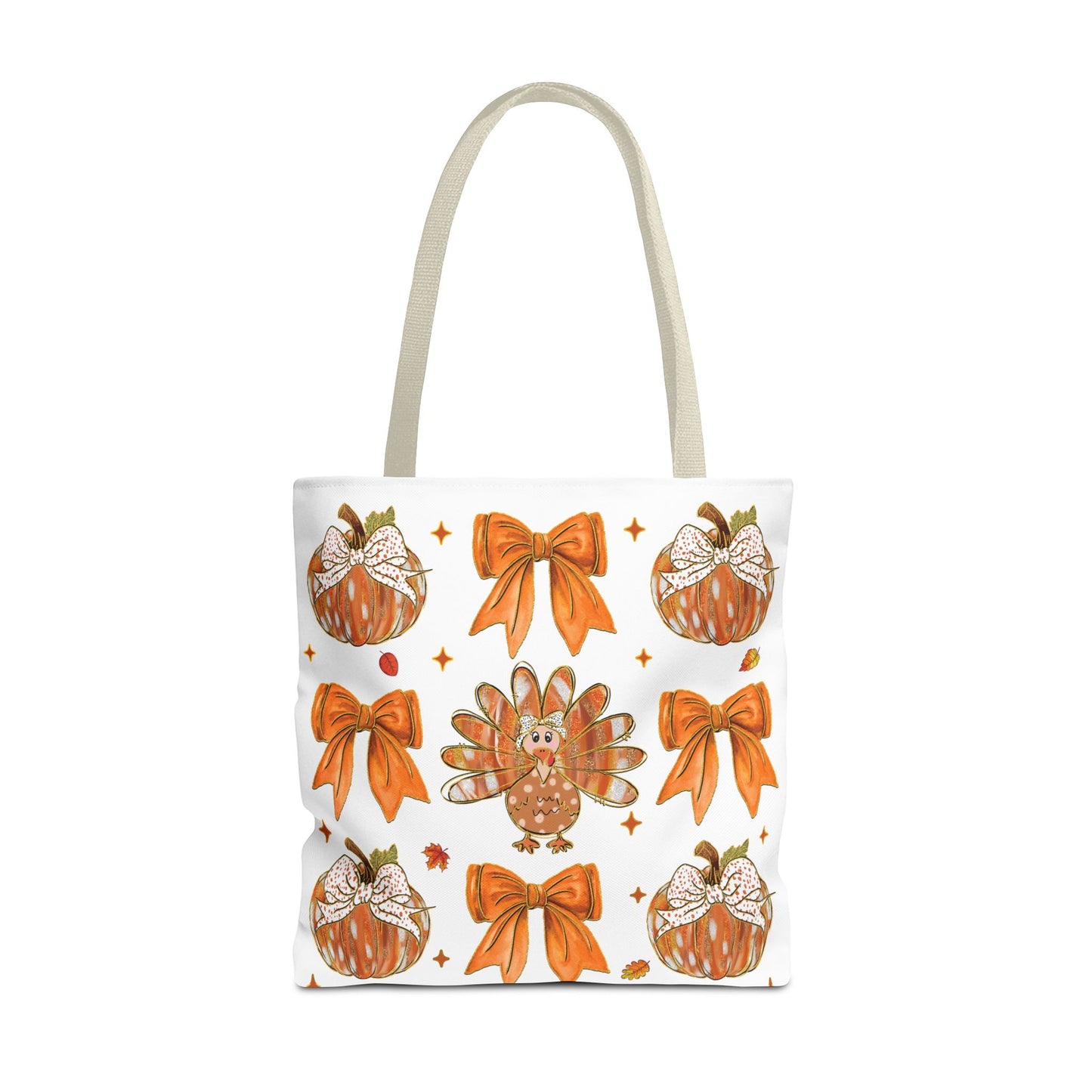 🎀 Girly Bows & Turkey Tote Bag – Cute & Cozy Thanksgiving Style 🦃🧡