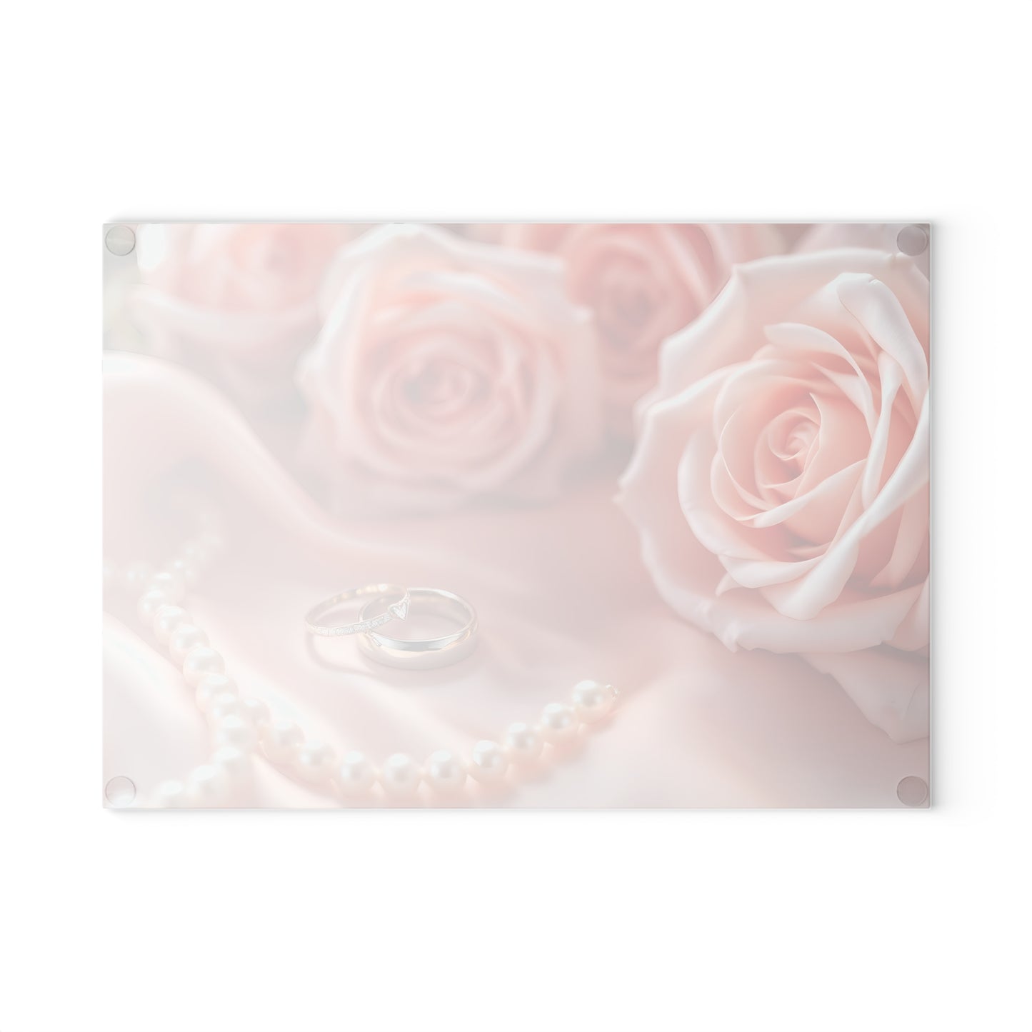 💍 Elegant Wedding Rings Cutting Board – Romance, Roses & Timeless Charm