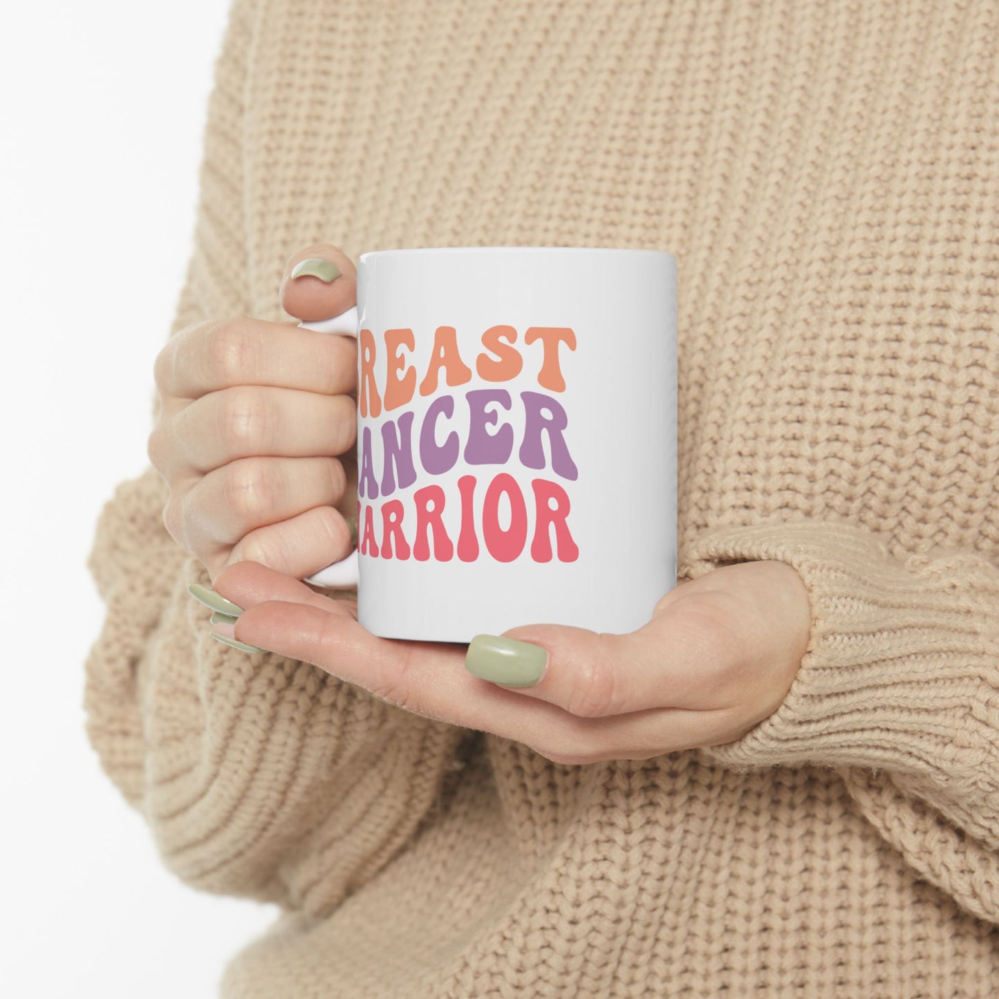 🎀 Breast Cancer Warrior Mug – Retro Strength & Bold Courage 💪