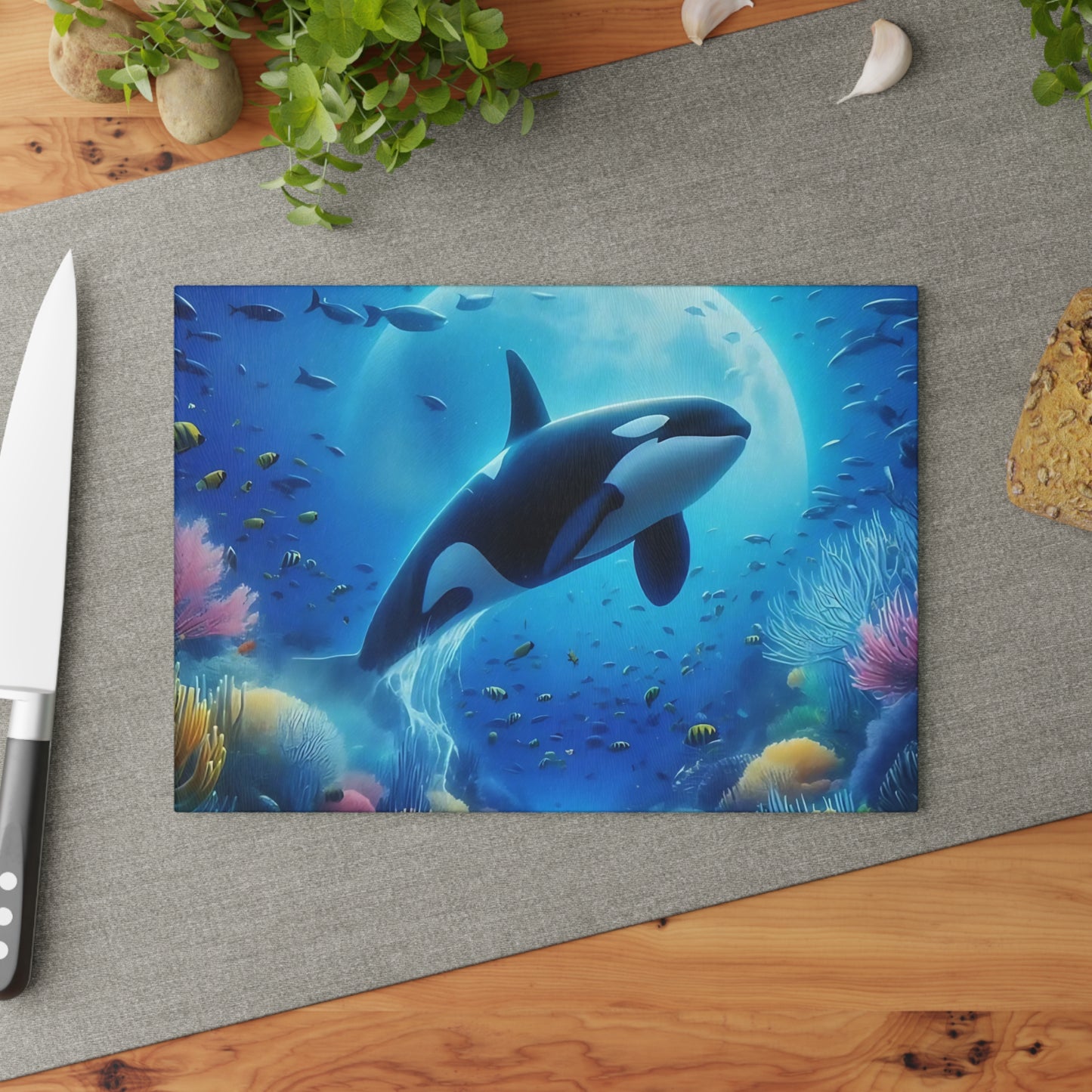 🐋 Ocean Majesty Orca Cutting Board – Underwater Wonder for Your Kitchen 🌊
