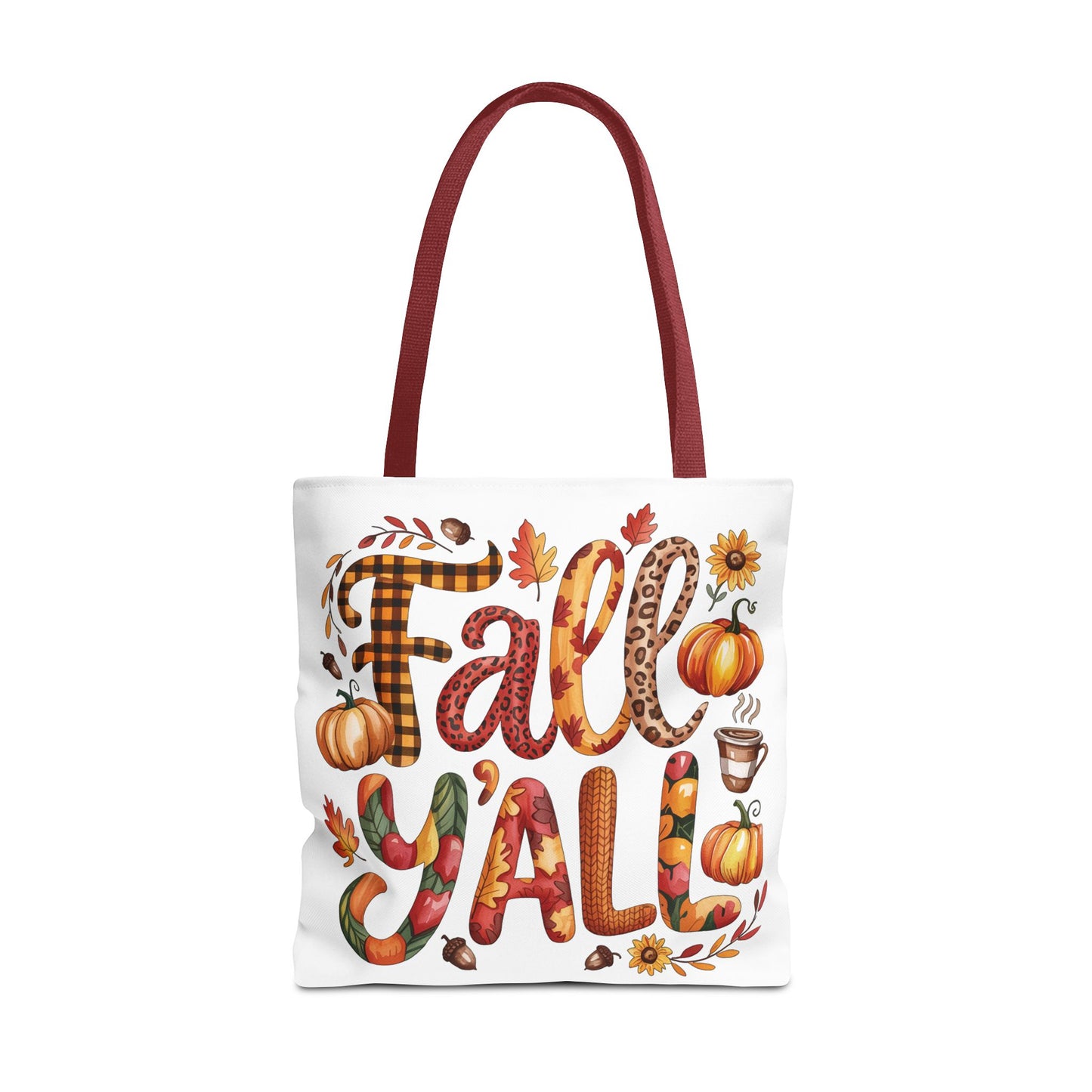🎃 Fall Y’all Tote Bag – Bold Prints, Cozy Coffee & Pumpkin Cheer 🍂