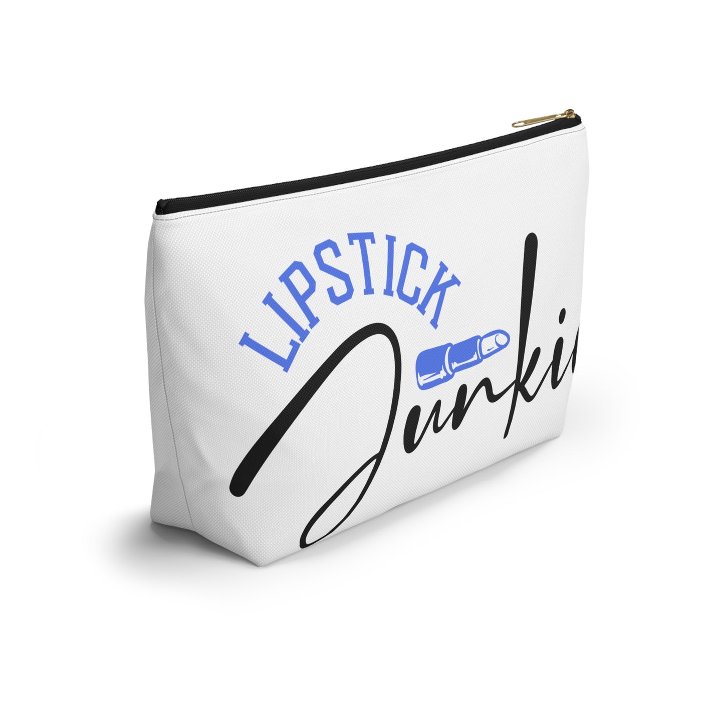 Accessory Pouch – "Lipstick Junkie" Blue Makeup Bag