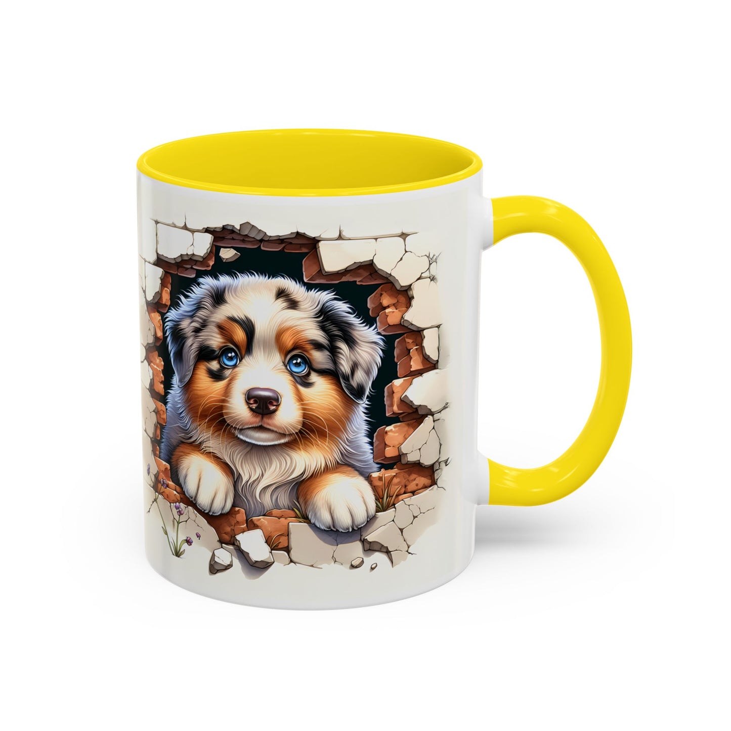 🐾☕ Australian Shepherd Puppy Peek Accent Mug – Blue-Eyed Beauty Dog Lover Gift ✨💙