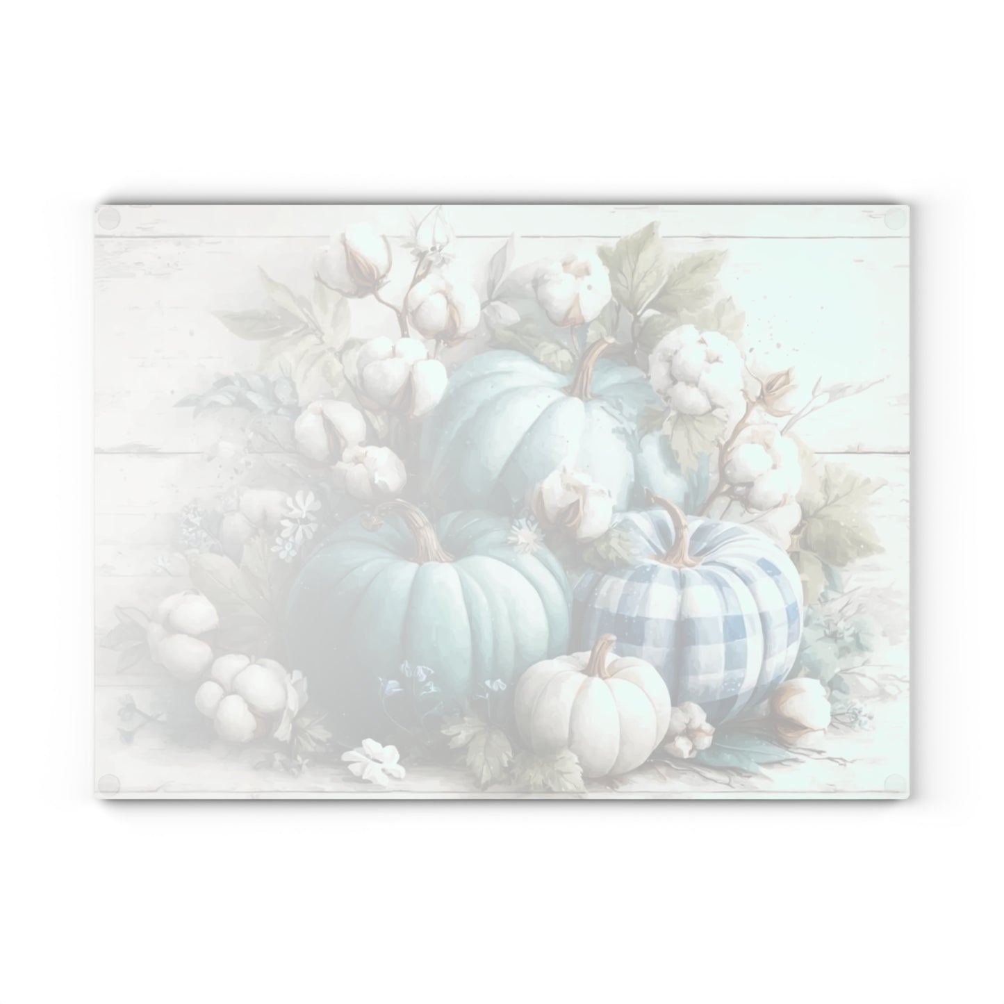 🎃🧵 “Teal Pumpkin Patch” Tempered Glass Board – Cozy Country Autumn