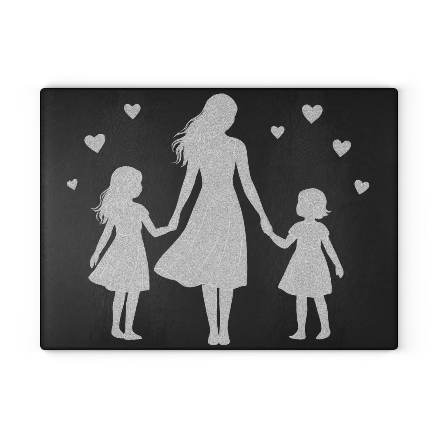 👩‍👧‍👧✨ Motherhood Silhouette Cutting Board – Heartfelt Love for Your Kitchen 💖🌸