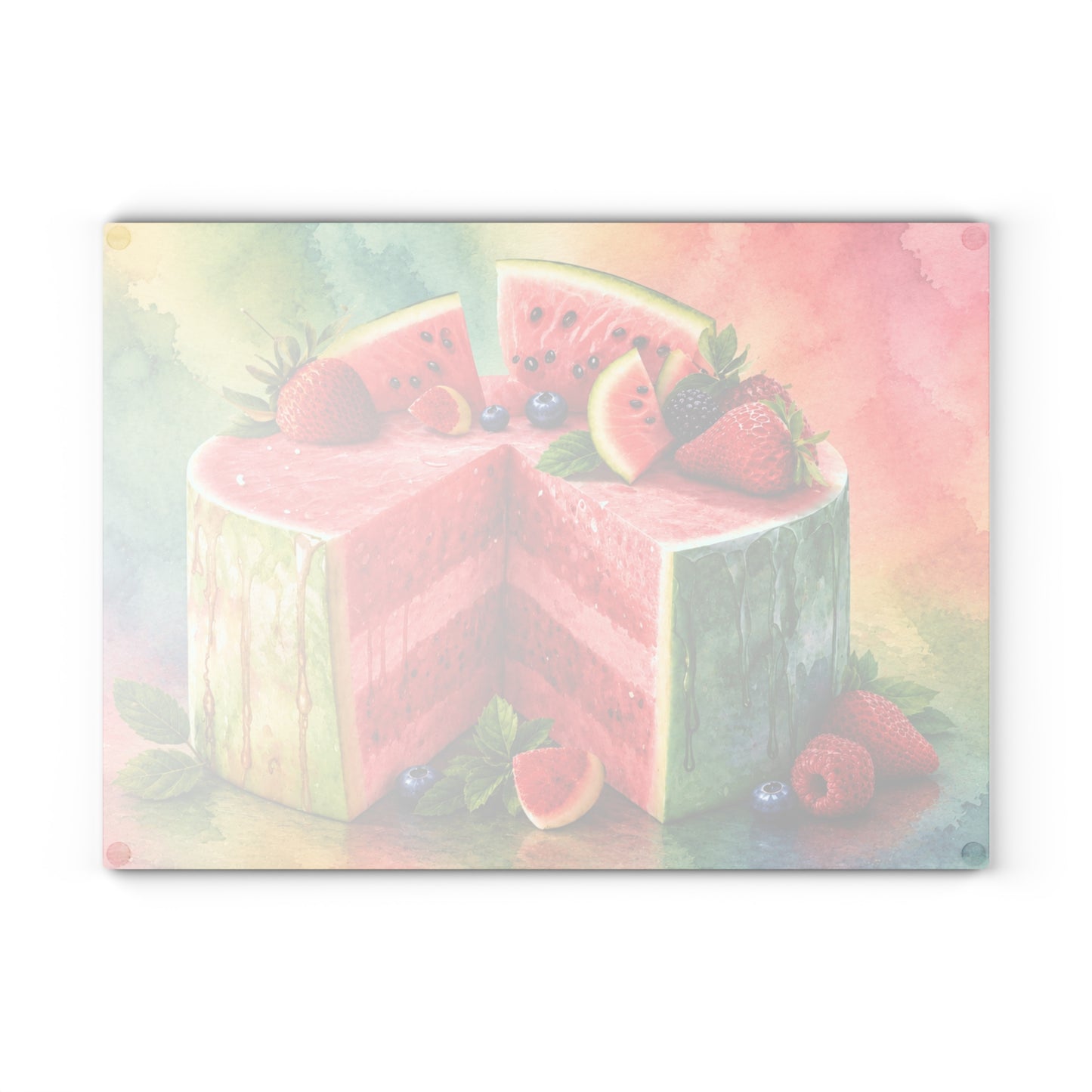 Watermelon Berry Delight Glass Cutting Board – Colorful Summer Kitchen Decor