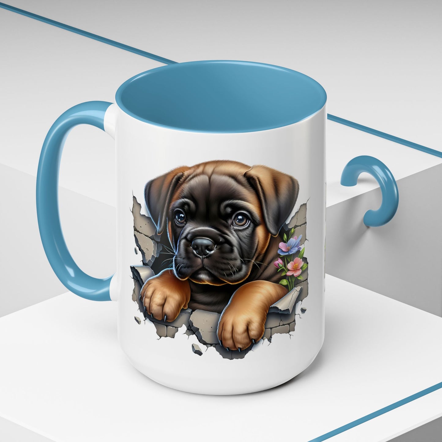 🧡 Boxer Puppy Accent Mug – Adorable Peek-Through Cup for Dog Lovers