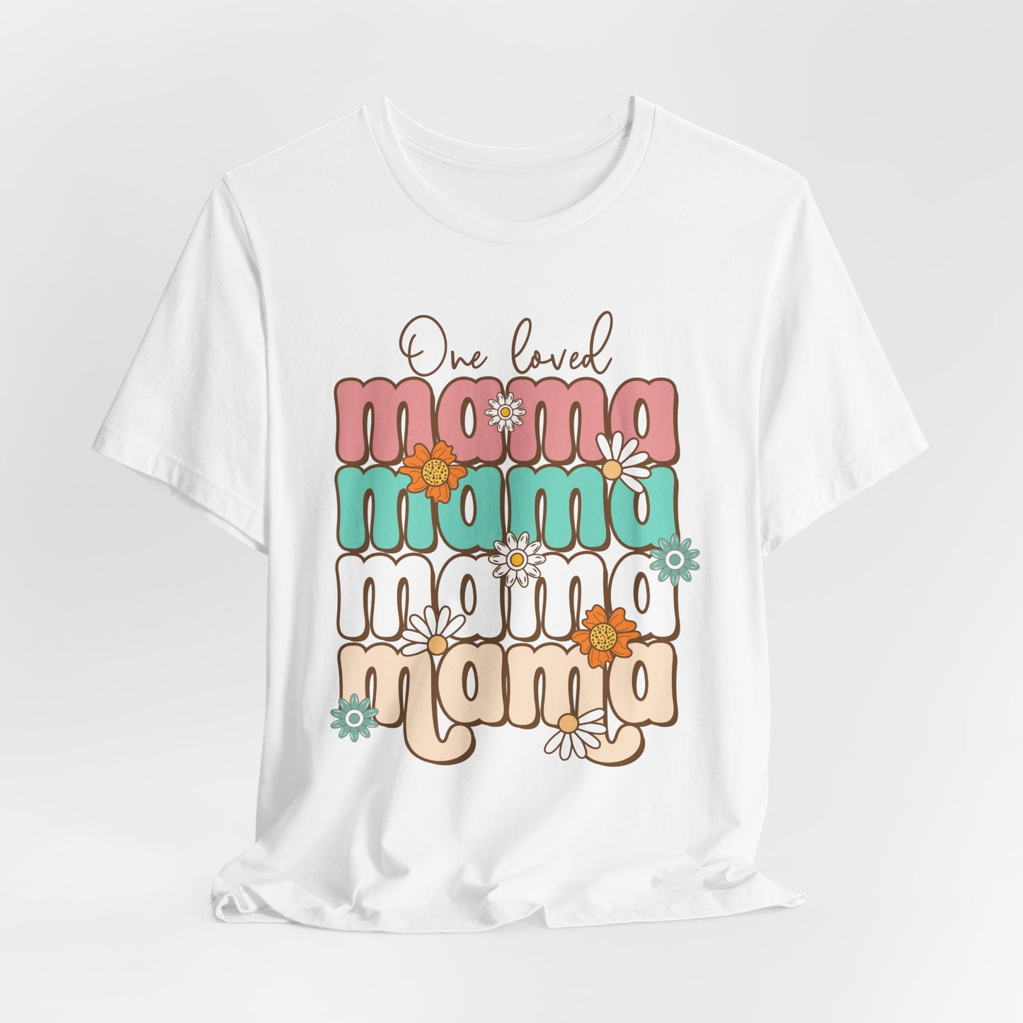 👕 Mama, Mama, Mama, Mama Boho-Style T-Shirt – Joyful Chaos of Motherhood 🌿