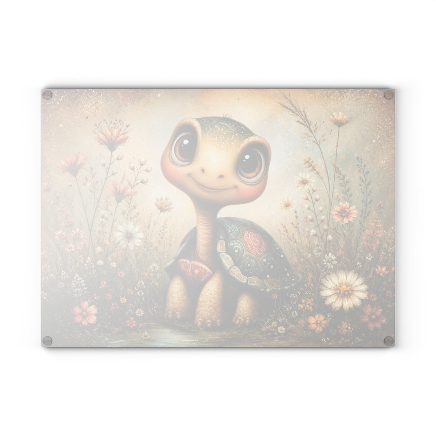 Cute Whimsical Turtle Glass Cutting Board