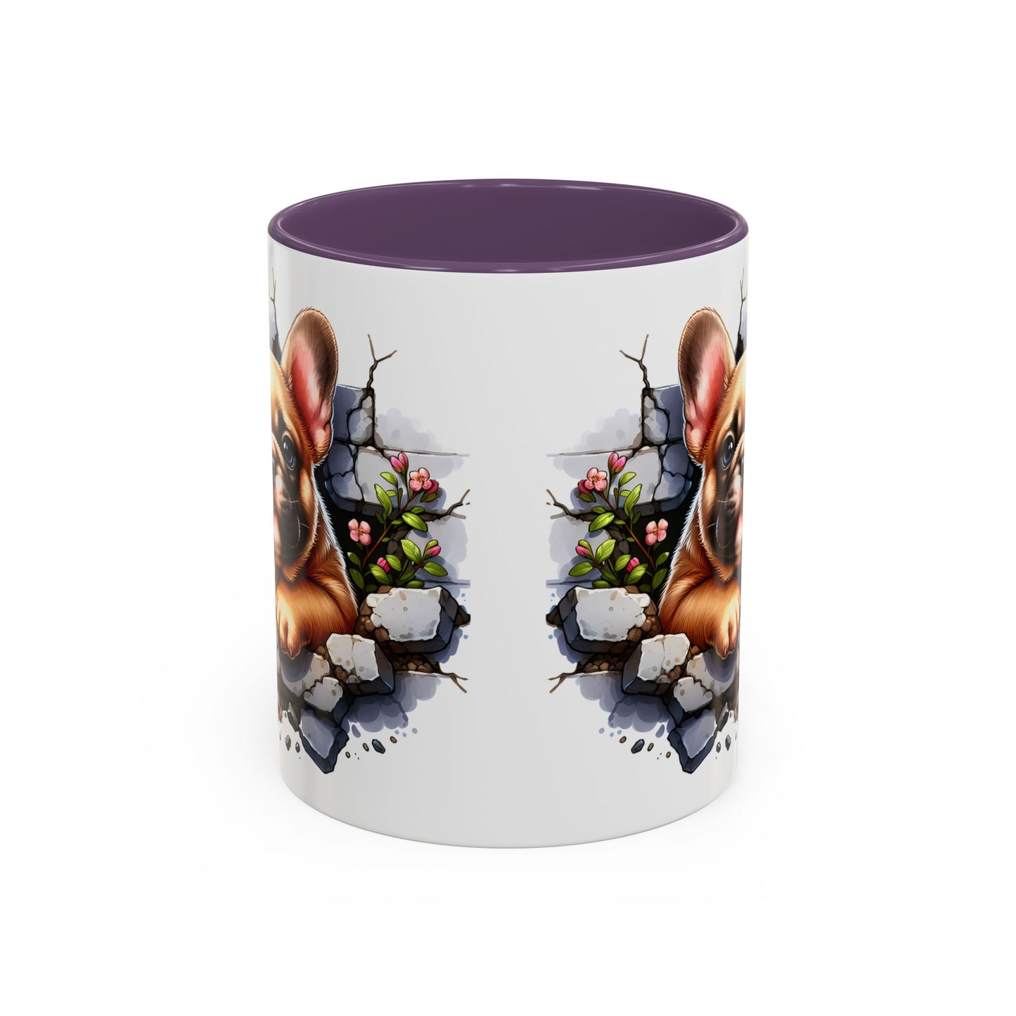 🐾☕ Tan French Bulldog Puppy Accent Mug – Sweet Peek-Through Pup Design ✨