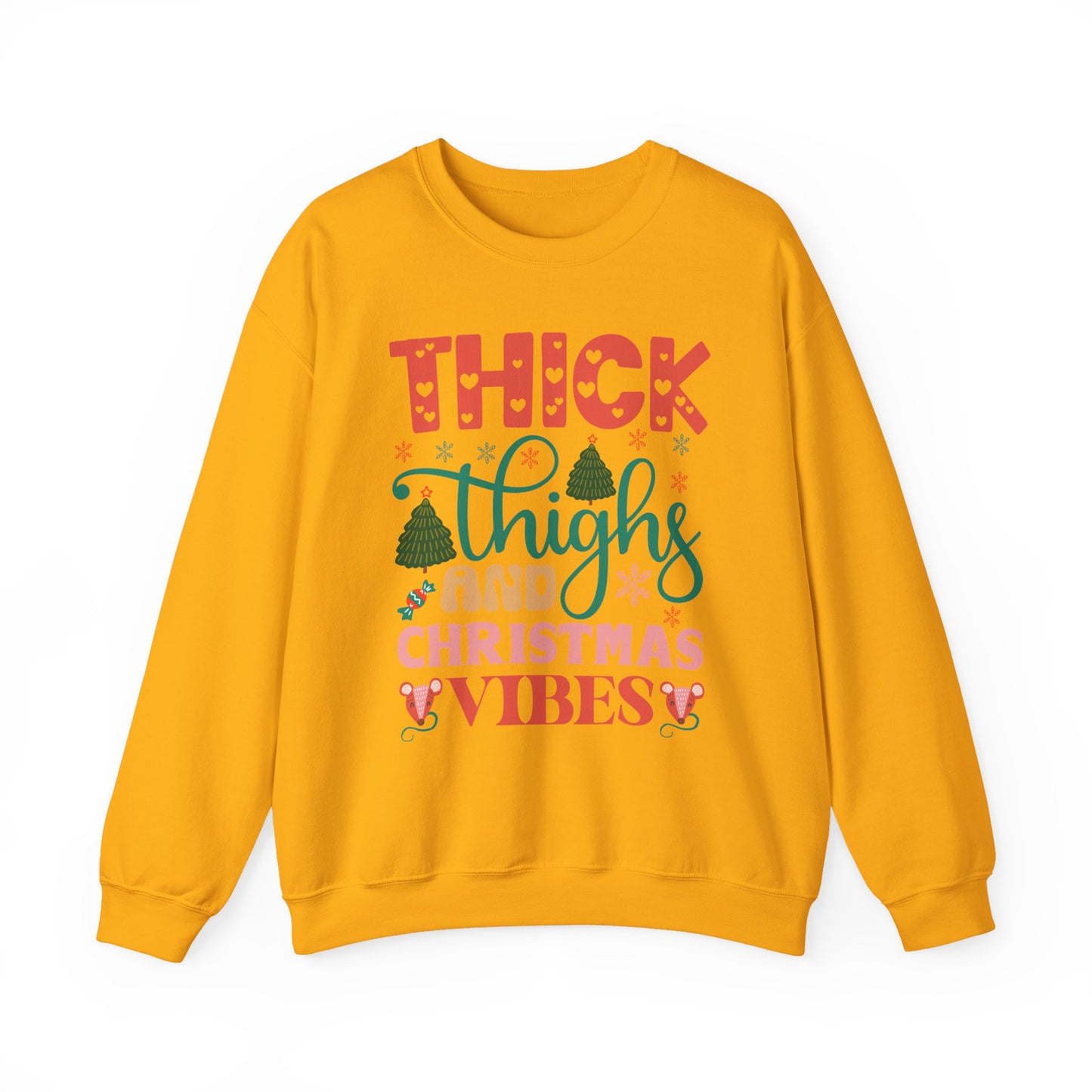 🎄💖 Thick Thighs & Christmas Vibes Crewneck – Cute, Confident & Cozy