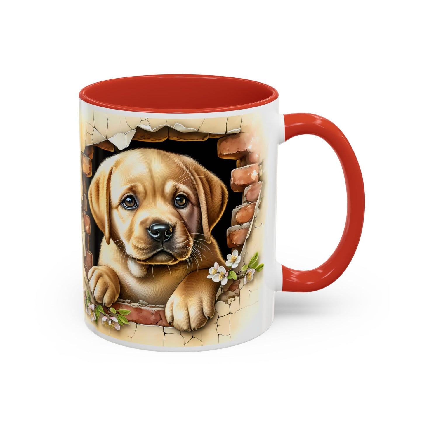 🐶☕ Labrador Puppy Peek Accent Mug – Sweet Yellow Lab Lover Gift ✨💛