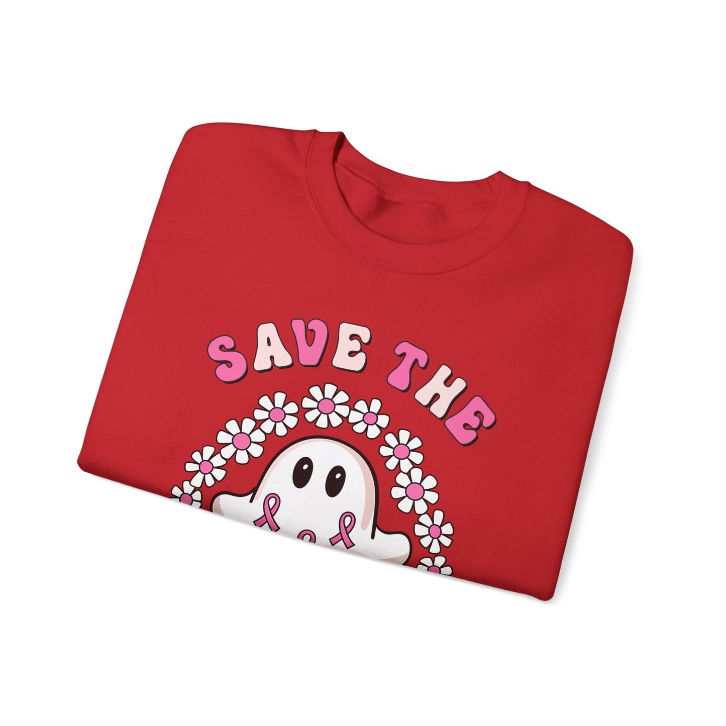 👻🎀 Save the Boobies Ghost Sweatshirt – Cute Breast Cancer Awareness Crewneck
