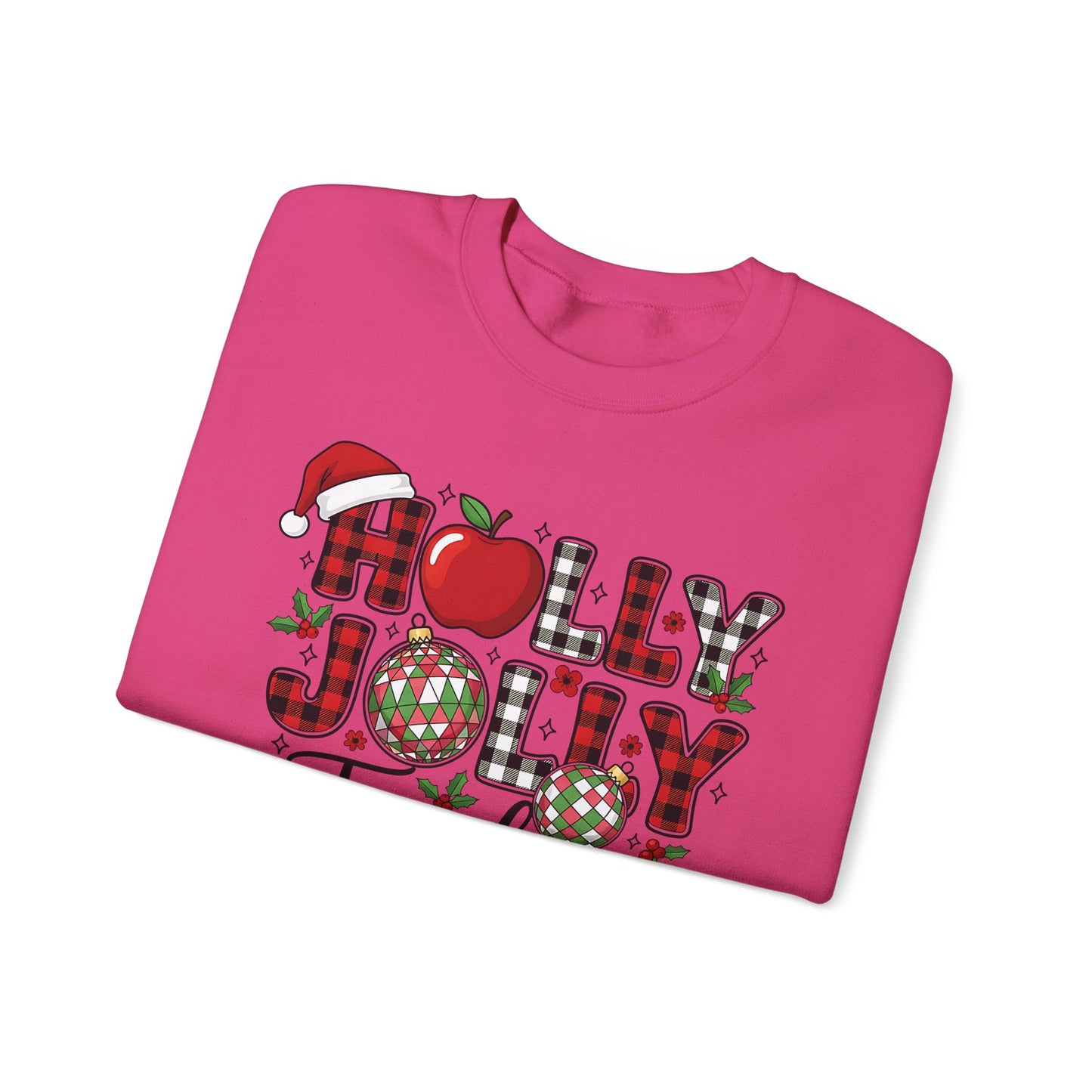 🍎✨ Holly Jolly Teacher Sweatshirt – Festive Classroom Cheer 🎄📚
