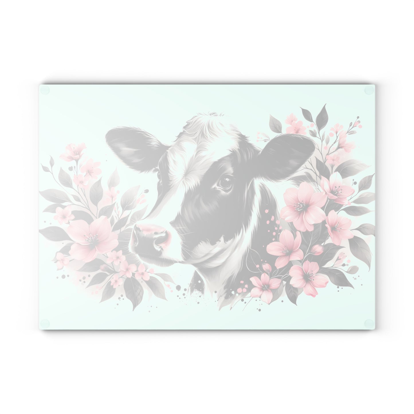 🐄 Blush Bloom Cow Cutting Board – Elegant Simplicity with a Touch of Rustic Romance