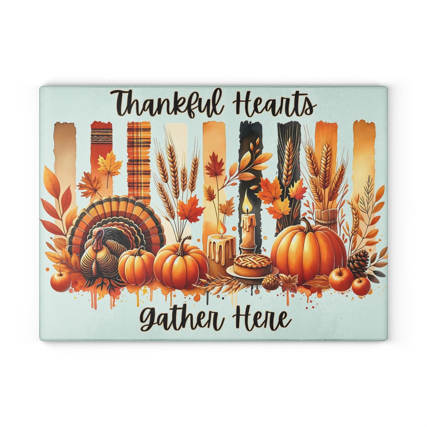 🦃🍂 Thankful Hearts Gather Here Cutting Board – Warm Autumn Charm for Your Kitchen 🕯️🥧