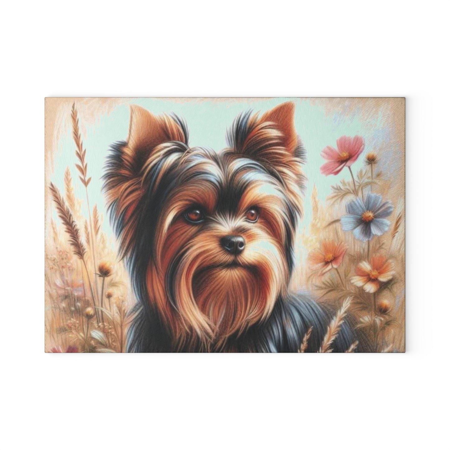 Yorkshire Terrier, tabla de cortar, regalo para amantes de los perros, vidrio templado, regalo de inauguración de la casa, amante de las mascotas, cocina con temática de perros, regalo de chef