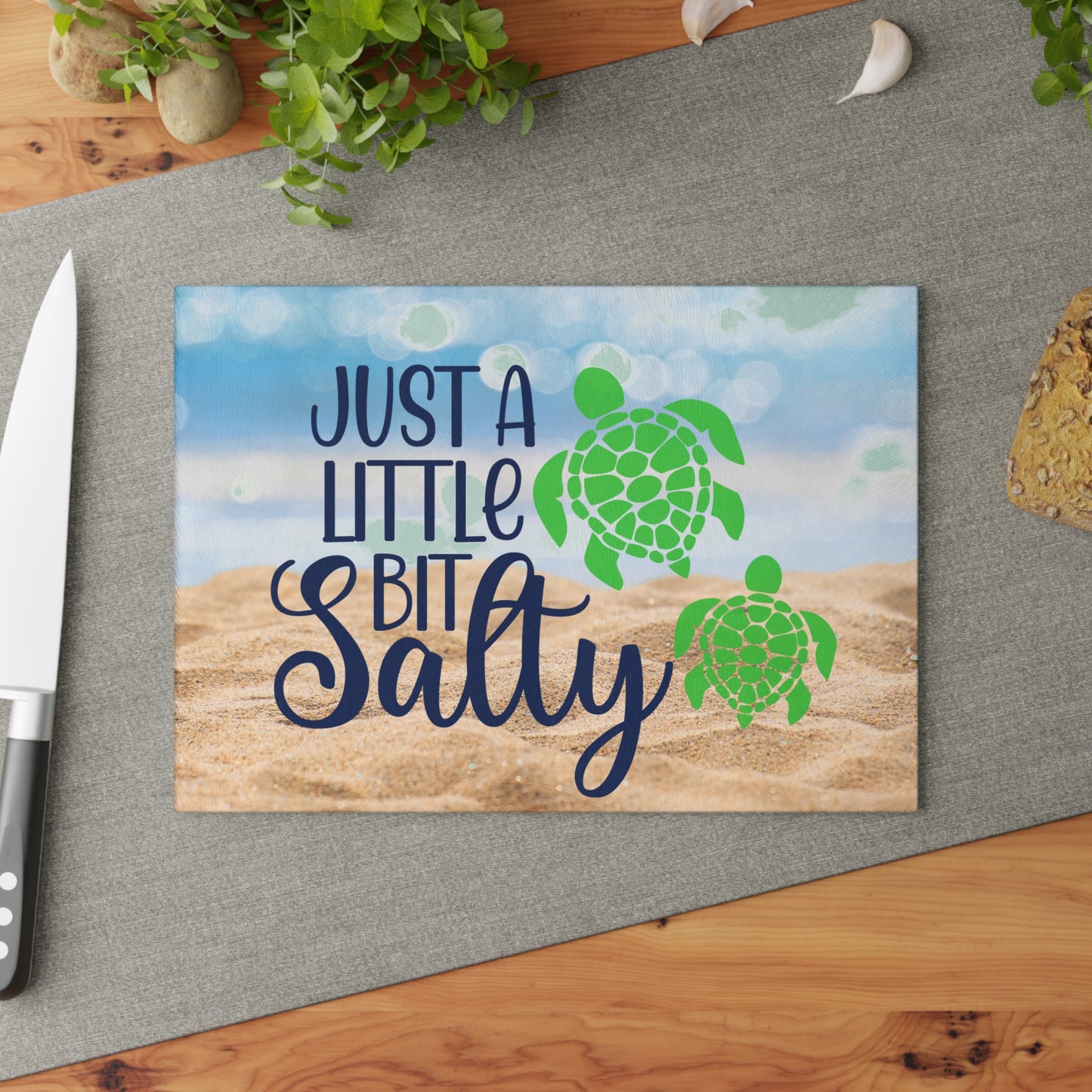 Just a Little Bit Salty Glass Cutting Board – Sea Turtle Beach Design