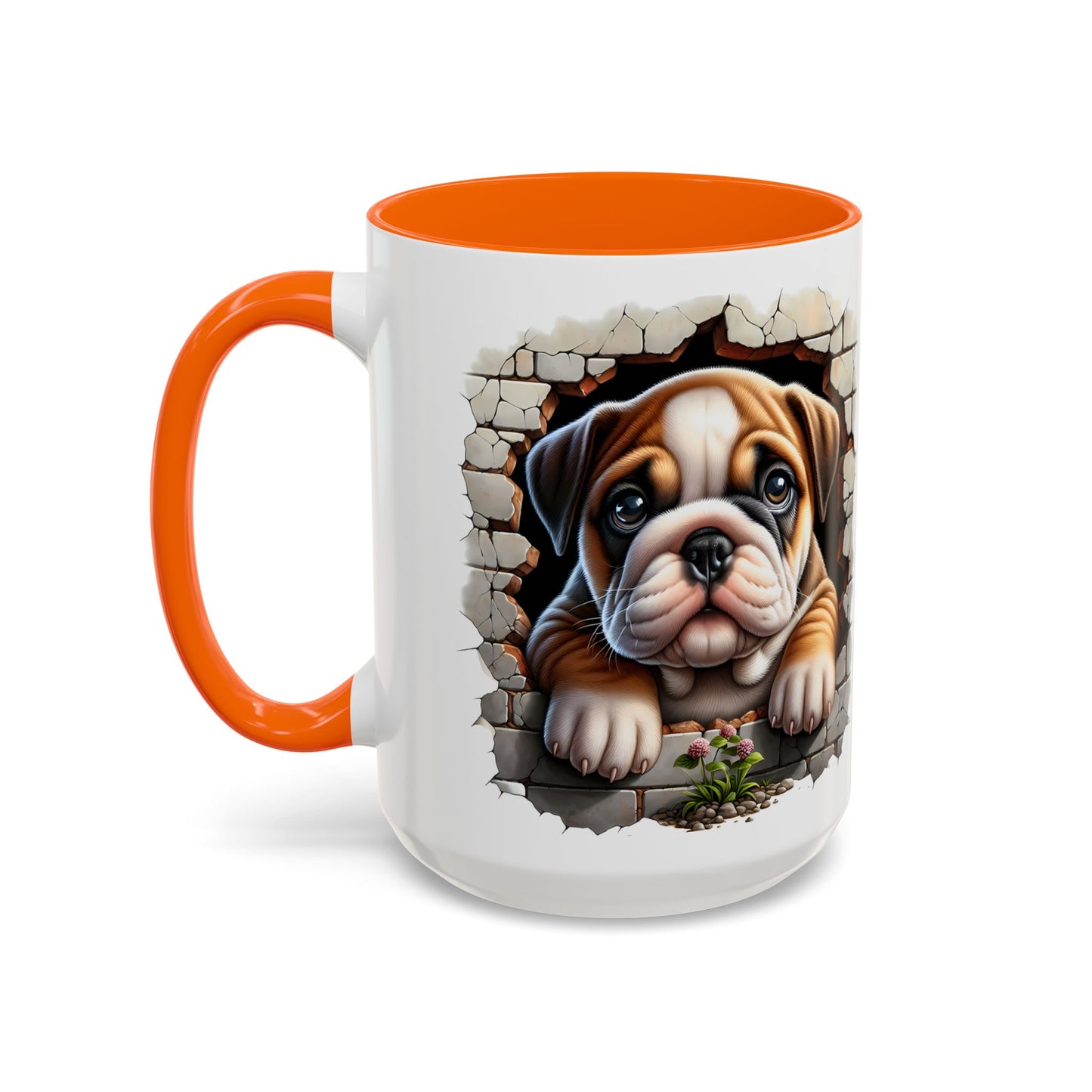 🎀🐶 English Bulldog Puppy Accent Mug – Cute Peek-Through Dog Design for Animal Lovers ☕💖