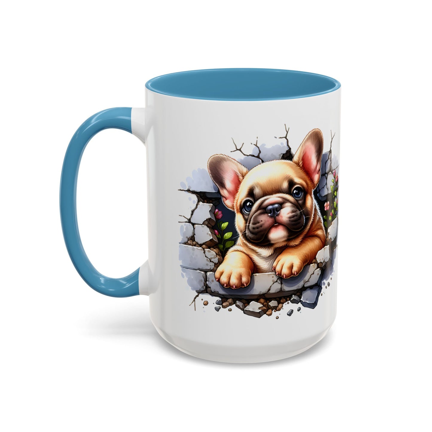 🐾☕ Tan French Bulldog Puppy Accent Mug – Sweet Peek-Through Pup Design ✨