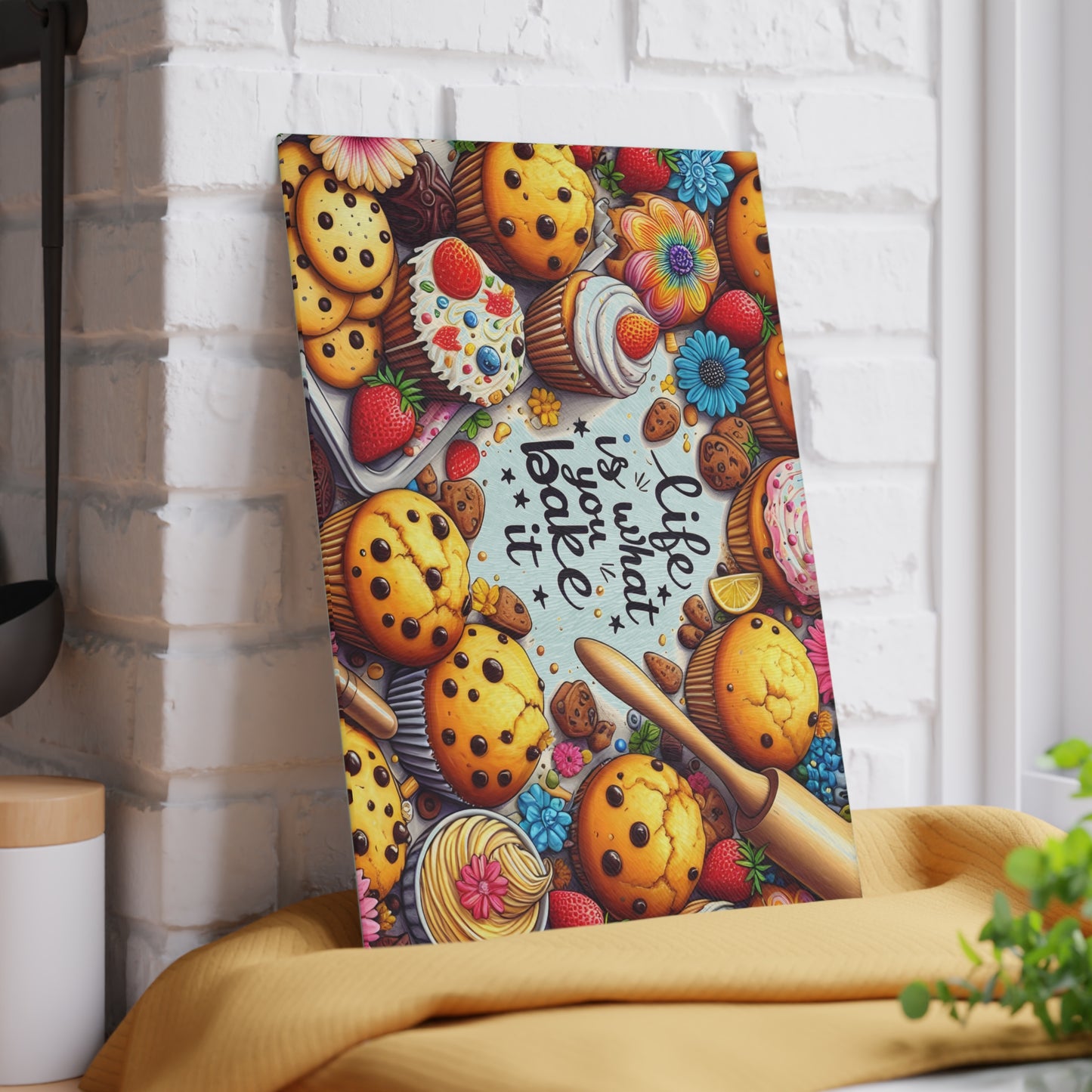 🍪 Life Is What You Bake It Cutting Board – Sweet Style for Your Kitchen 🧁
