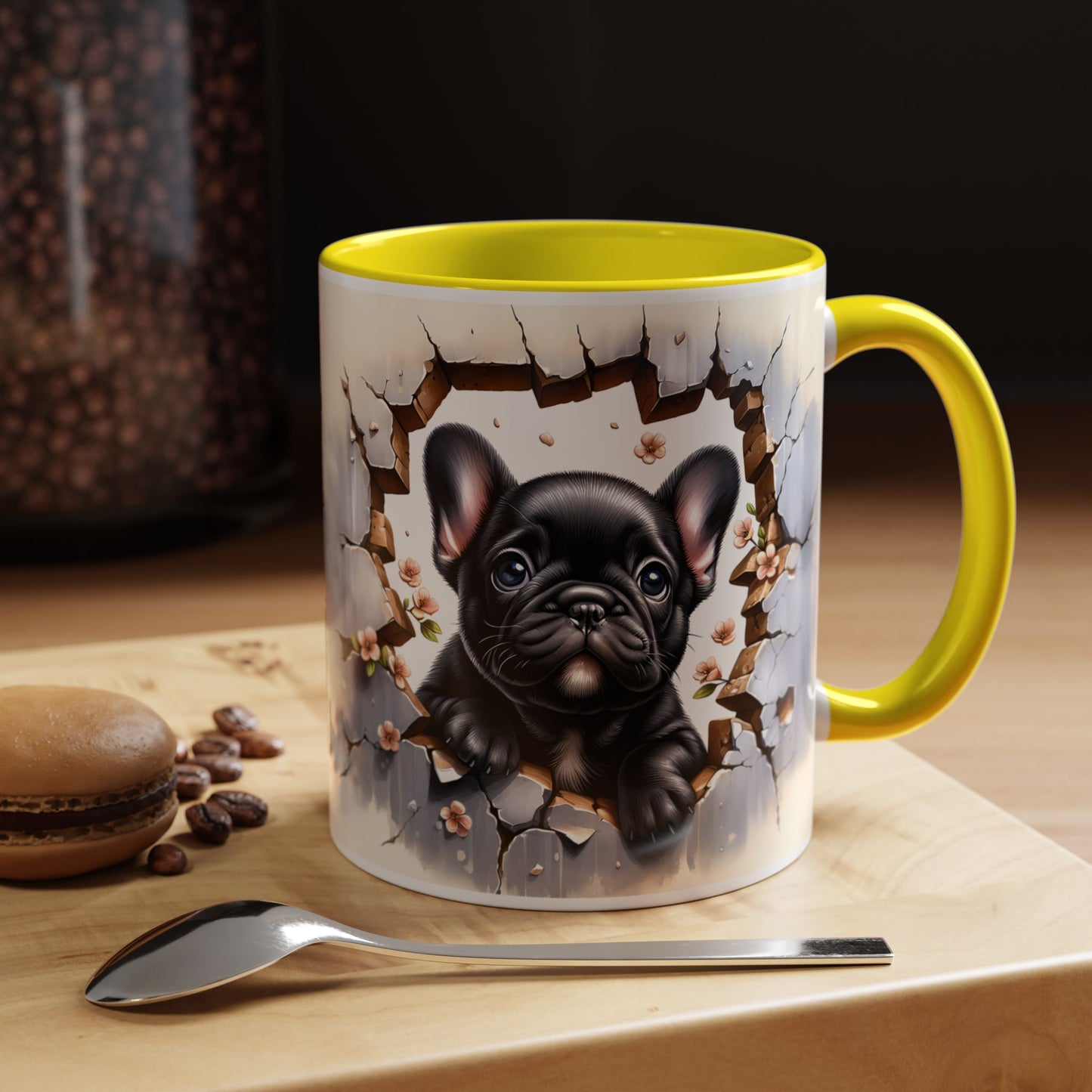 🐾☕ Black French Bulldog Puppy Accent Mug – Cute Breakthrough Pup Design ✨