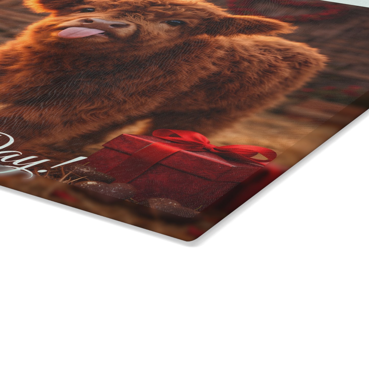 Valentine Highland Calf Glass Cutting Board – Cozy Farmhouse Love Kitchen Décor