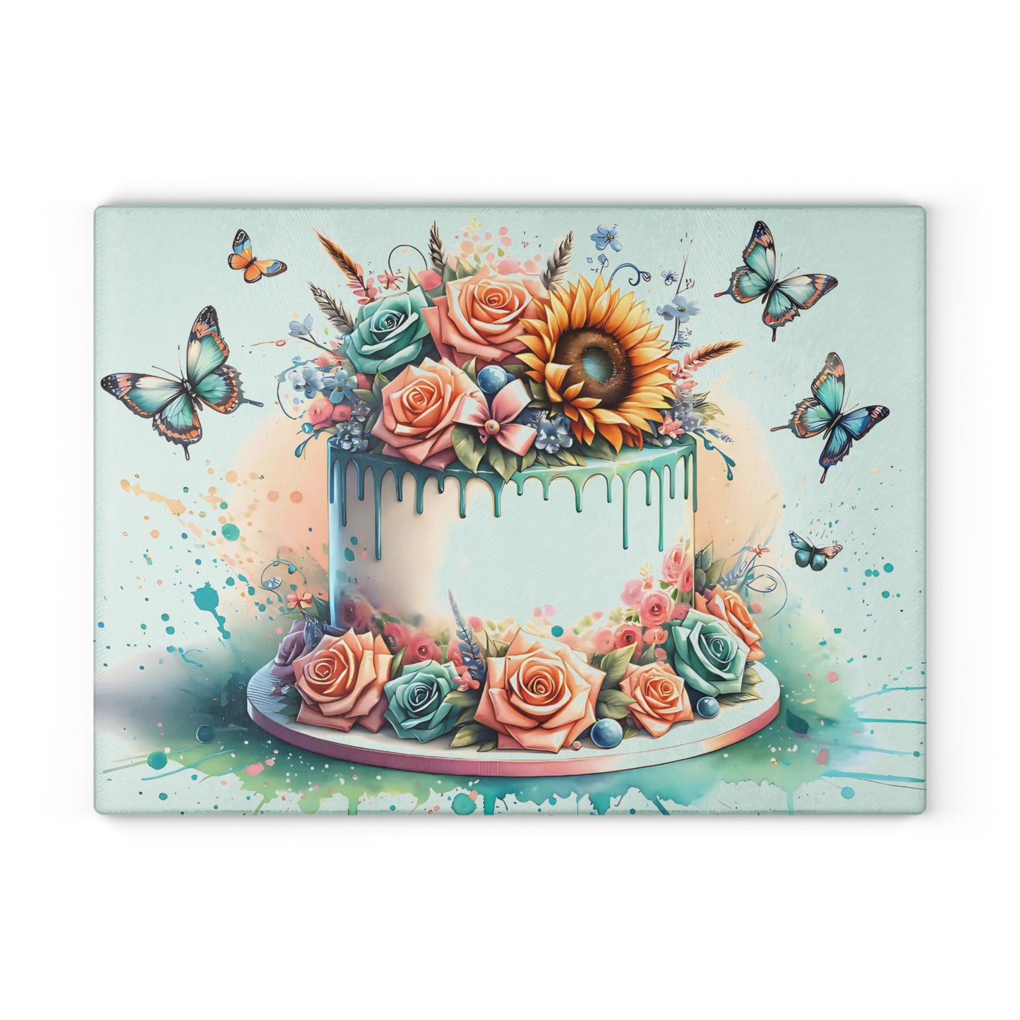 🎂🌸 Floral Celebration Cake Cutting Board – Personalized Birthday & Anniversary Gift 🦋✨