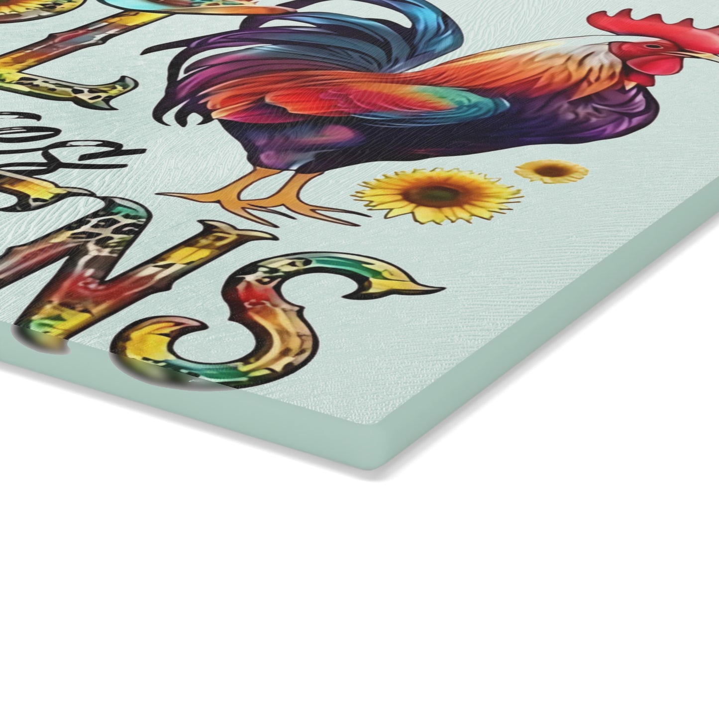 🐔🌻 JUST A GIRL WHO LOVES CHICKENS – Cowgirl Chicken Glass Cutting Board 🤠🐓