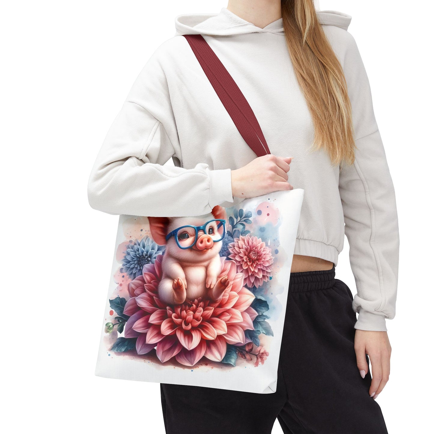🐷 Floral Piglet Tote Bag – Cute, Whimsical & Practical 🌸