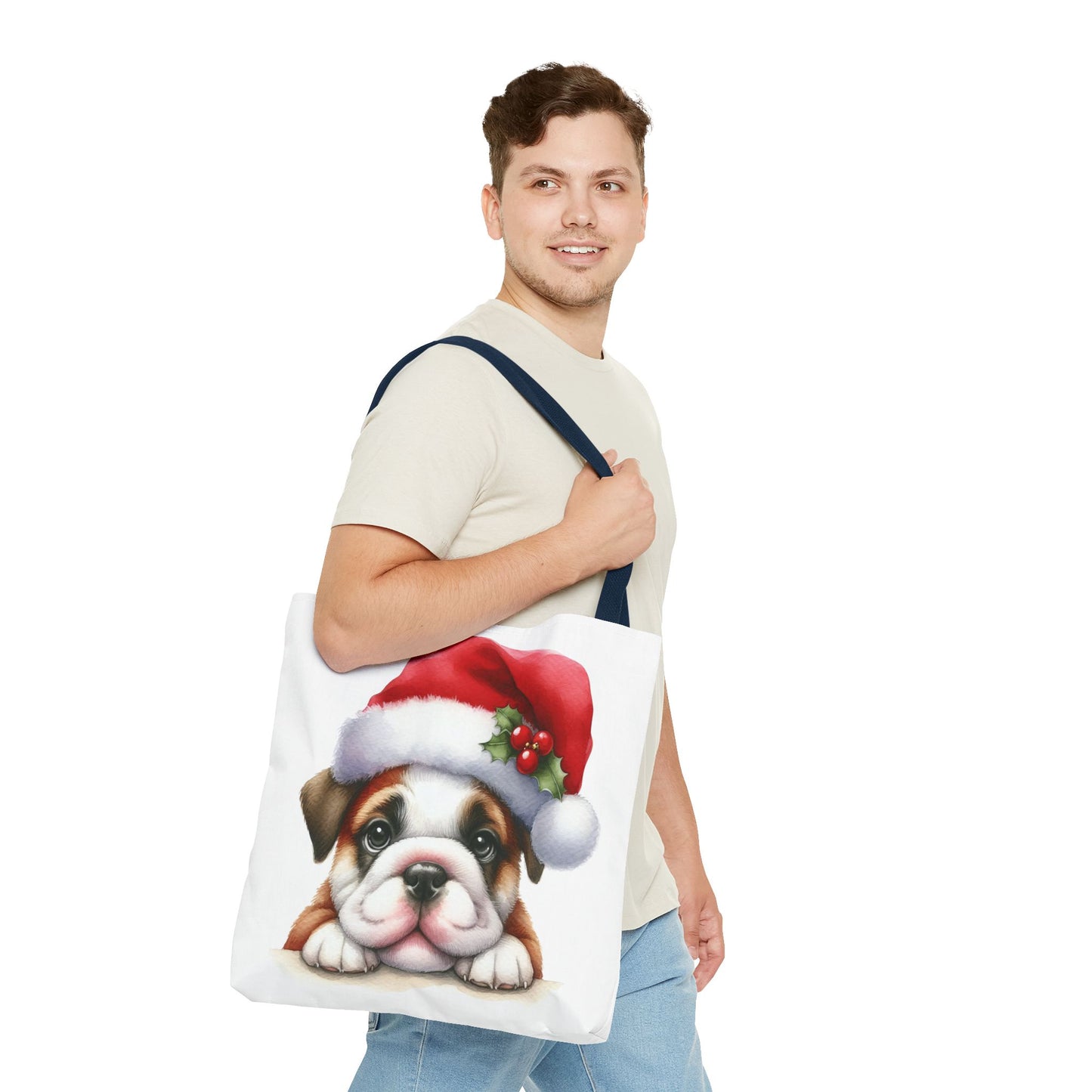 🐾 Bulldog Christmas Tote Bag – Santa Paws Cuteness You Can Carry 🎄