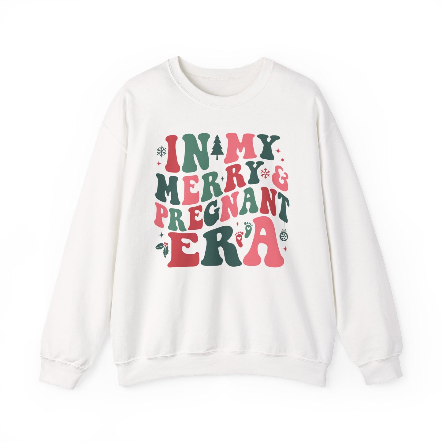 🤰🎄 In My Merry & Pregnant Era Christmas Sweatshirt – Cute Holiday Maternity Crewneck