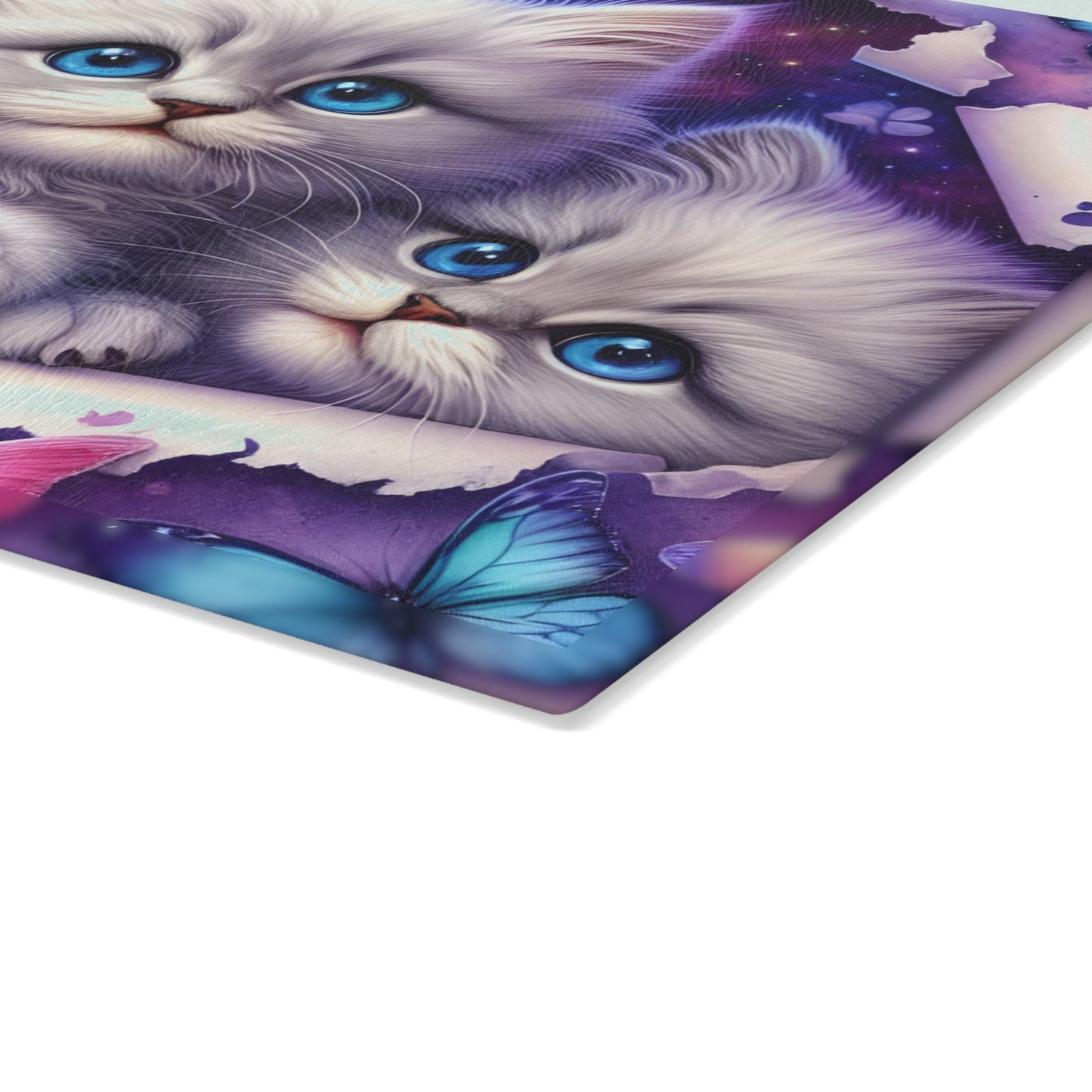 🐱 Blue-Eyed Kittens & Butterflies Cutting Board – Whimsical Charm for Your Kitchen 🦋