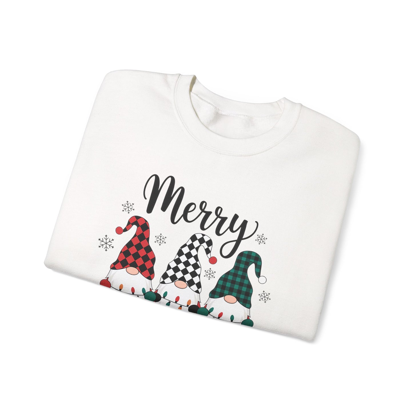 🎅✨ Merry Gnome Lights Sweatshirt – Whimsical Scandinavian Holiday Charm