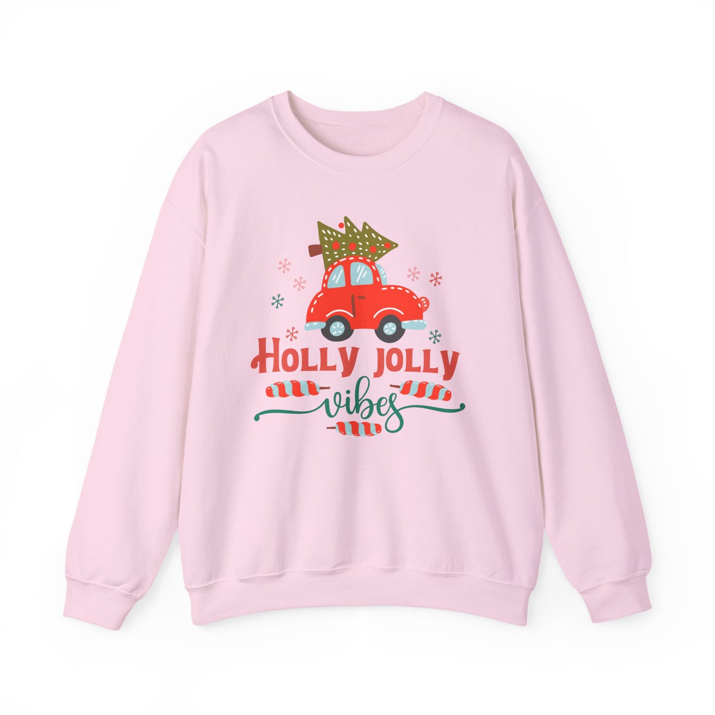 🎄🚗 Holly Jolly Vibes Crewneck – Cute Red Car & Tree Graphic