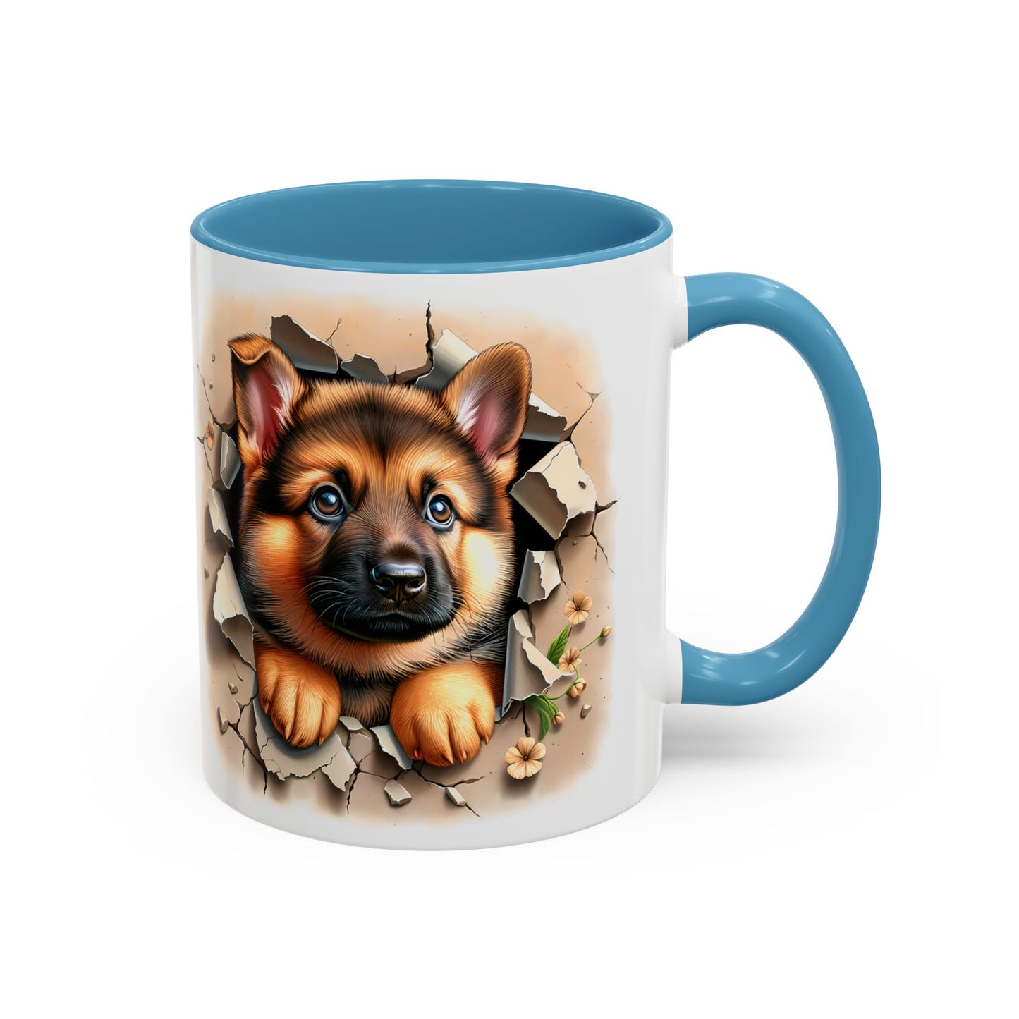🐾☕ German Shepherd Puppy Peek Accent Mug – Loyal Pup Lover Gift ✨🖤