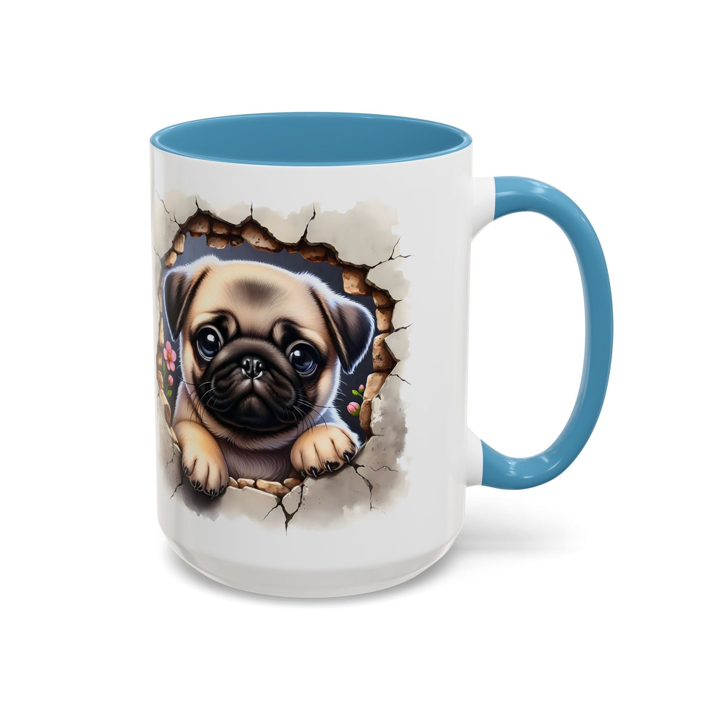 🐾💛 Pug Puppy Accent Mug – Cute Wrinkly Pug Coffee Cup ☕✨