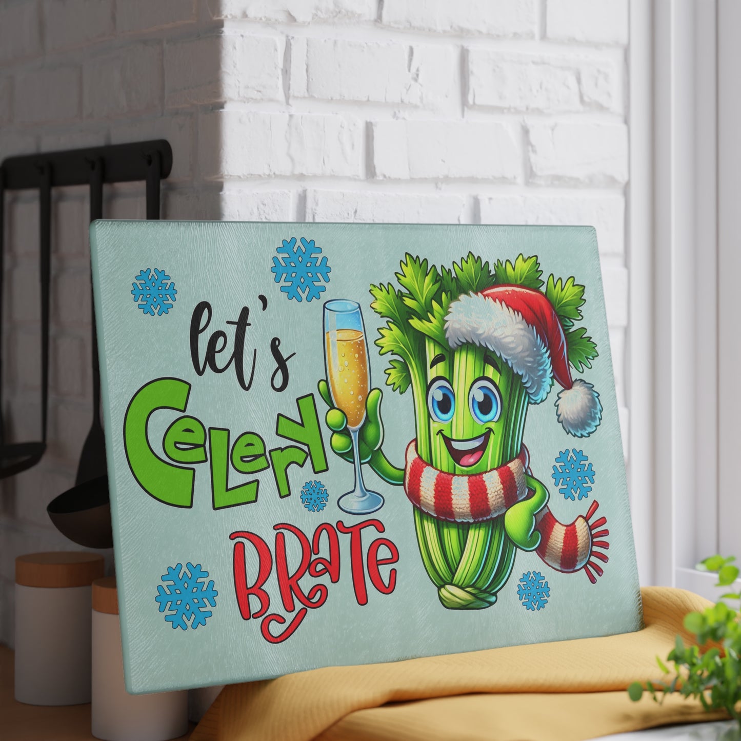 🥳🎄 Celery-brate Christmas Cutting Board – Festive Fun for Your Kitchen 🥂