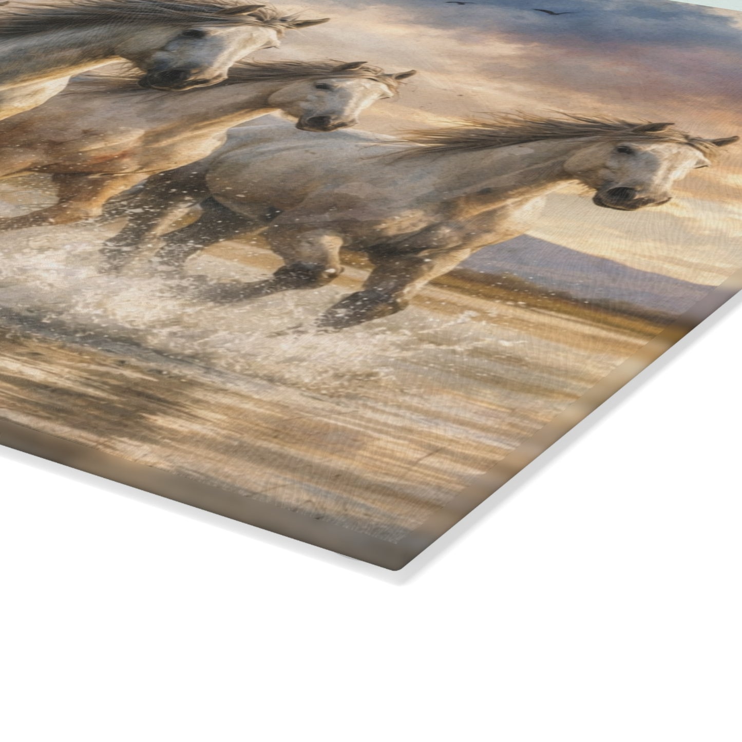 Running Wild Horses Glass Cutting Board – Western Horse Lover Farmhouse Kitchen Decor