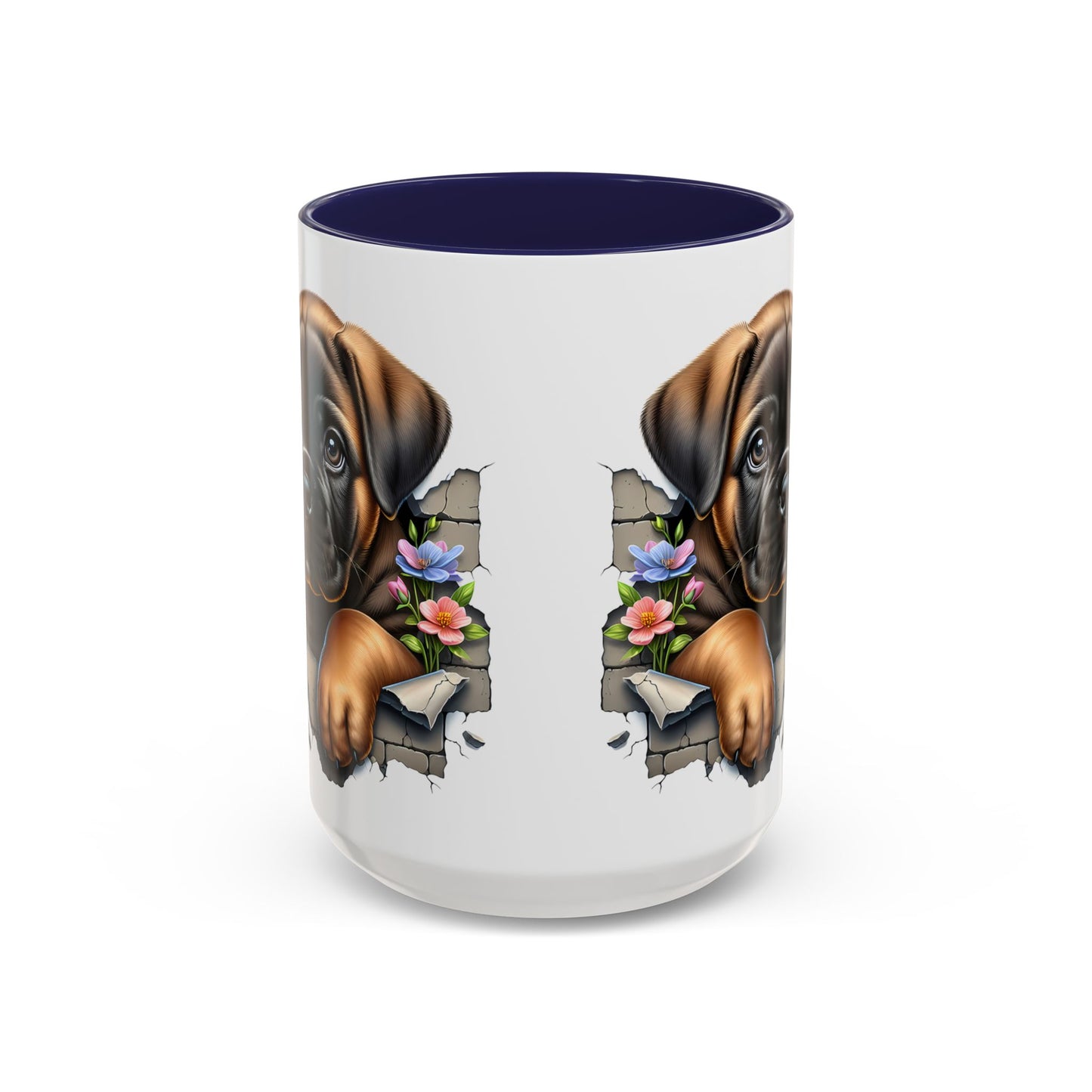 🧡 Boxer Puppy Accent Mug – Adorable Peek-Through Cup for Dog Lovers