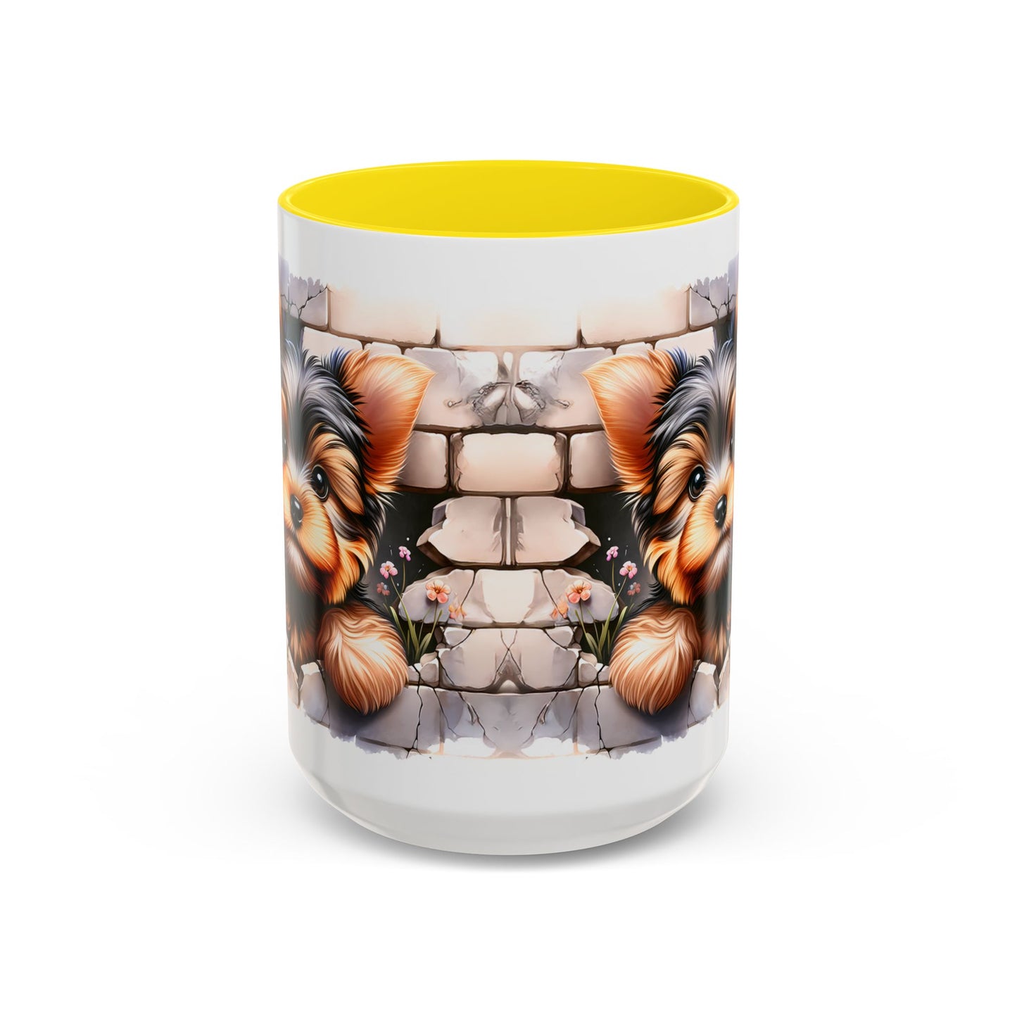 🎀🐶 Yorkie Puppy Accent Mug – Cute Peek-Through Dog Design for Animal Lovers ☕💖