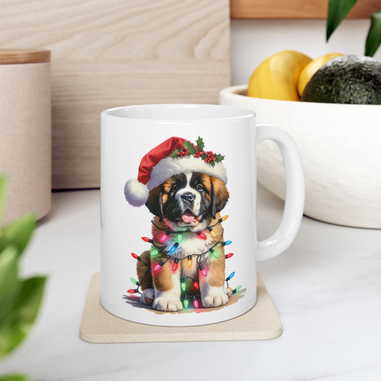 🎄 Saint Bernard Christmas Lights Mug – Festive Cheer with a Fluffy Twist 🐶