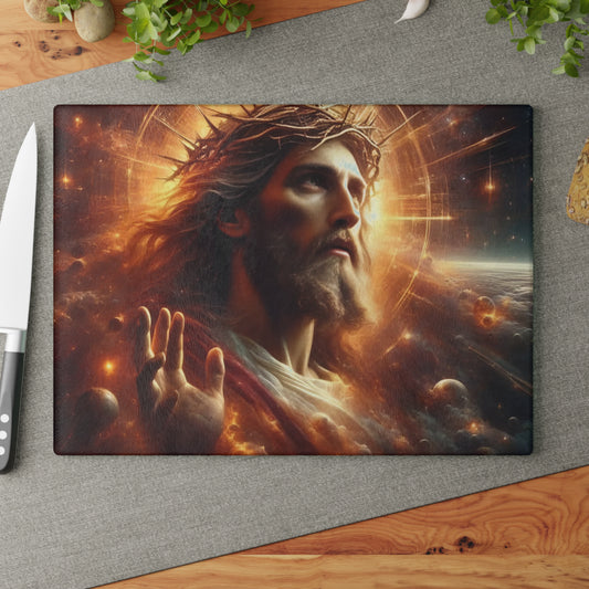 Tabla de cortar de Jesús, tabla de cortar de vidrio templado, tabla de charcutería, tabla de cortar, regalo de inauguración de la casa, tabla de cortar personalizada