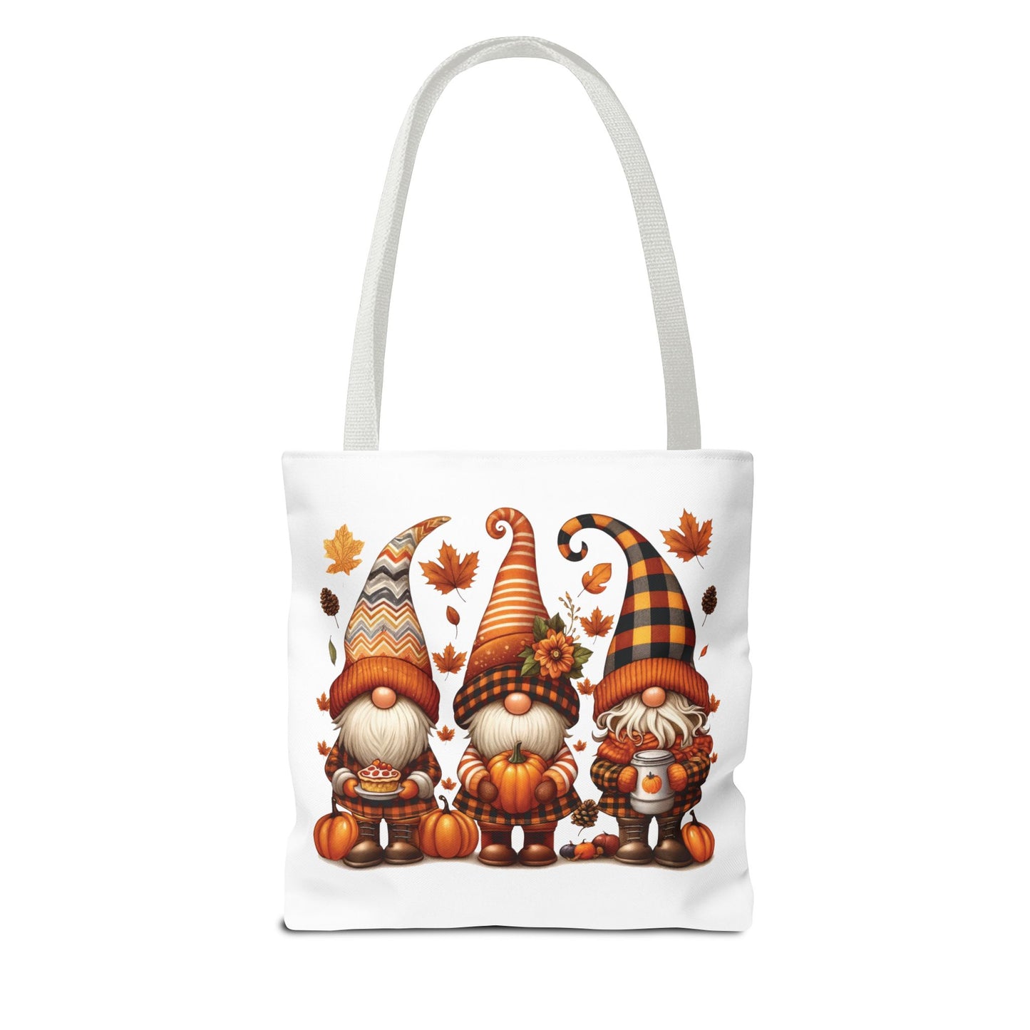 🍁 Autumn Gnome Trio Tote Bag – Cozy Fall Charm with Pumpkin Spice Magic