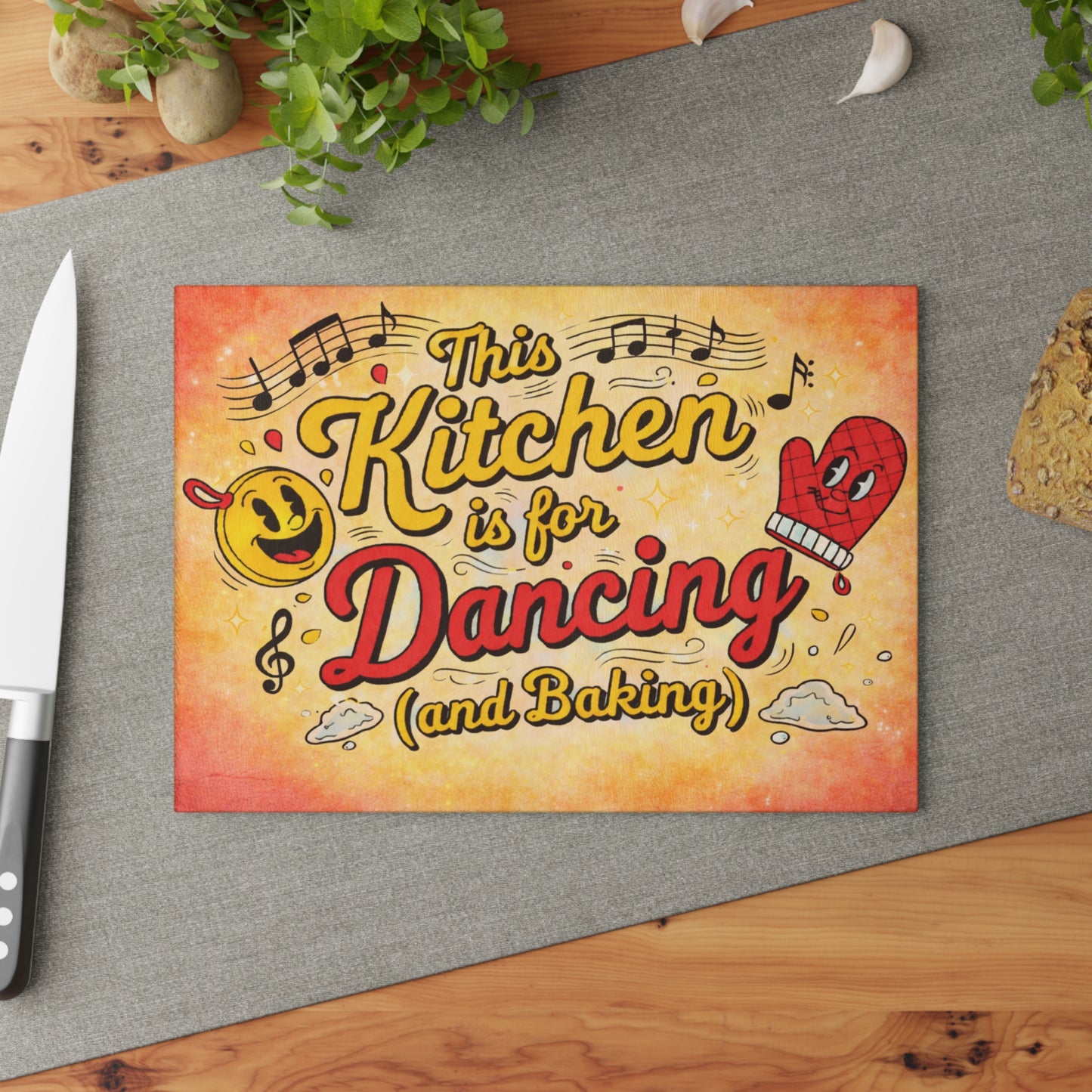 This Kitchen Is for Dancing (and Baking) Glass Cutting Board – Fun Music Kitchen Decor