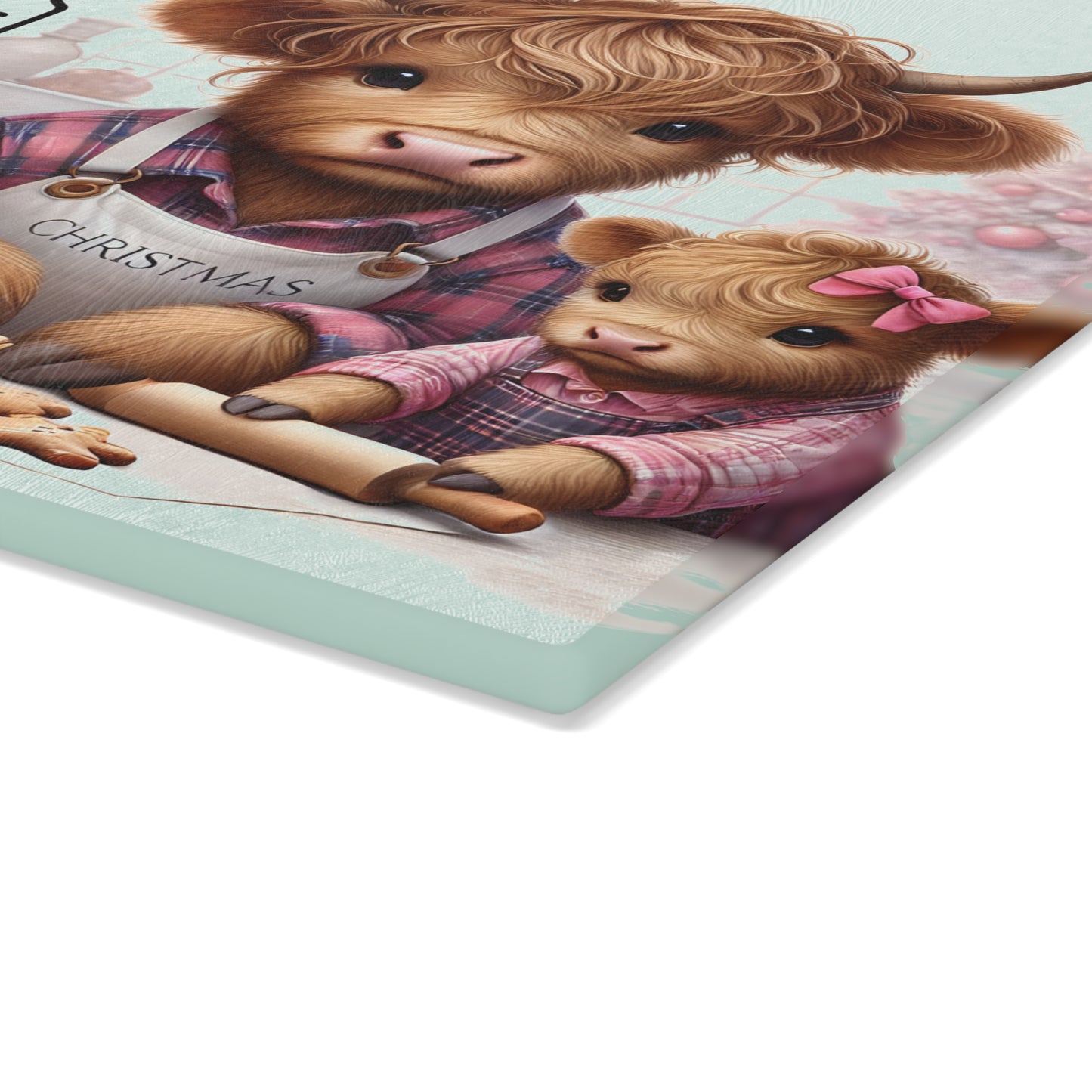 🎄 Highland Cow Christmas Kitchen Conversions Cutting Board – Festive Baking Fun with Farmhouse Charm